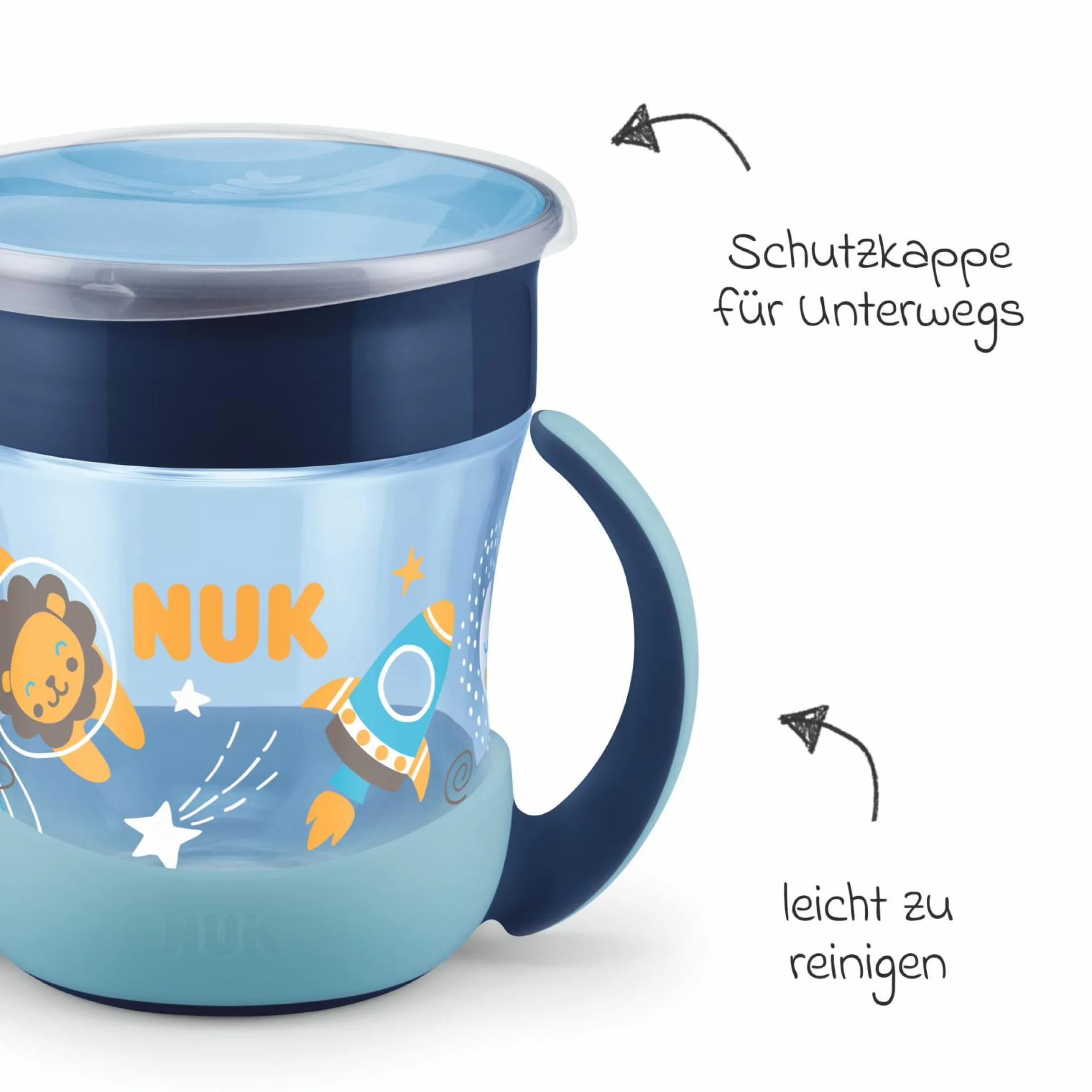 Trinklern-Becher Mini Magic Cup 160 ml - Glow in the Dark - Blau