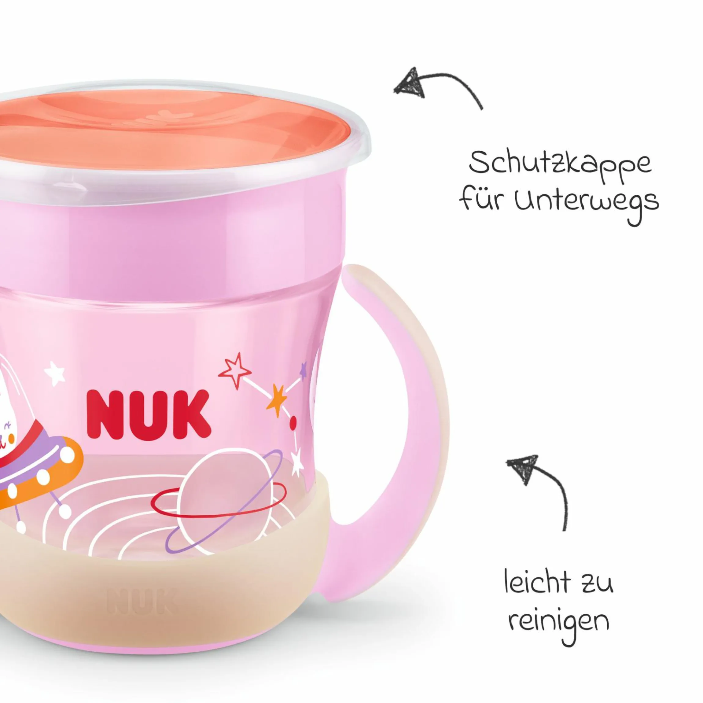 Trinklern-Becher Mini Magic Cup 160 ml - Glow in the Dark - Rosa