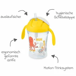 Trinklern-Becher Motion Cup 230 ml - mit weichem Strohhalm - Gelb