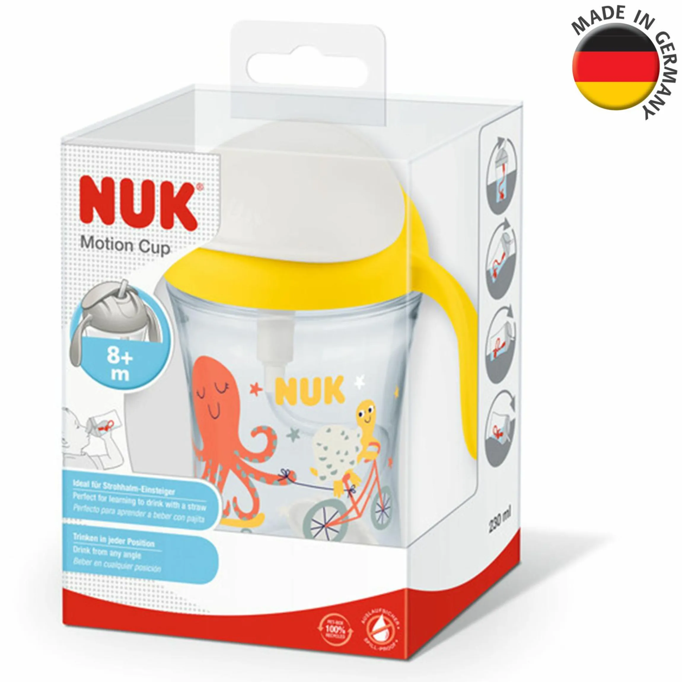 Trinklern-Becher Motion Cup 230 ml - mit weichem Strohhalm - Gelb