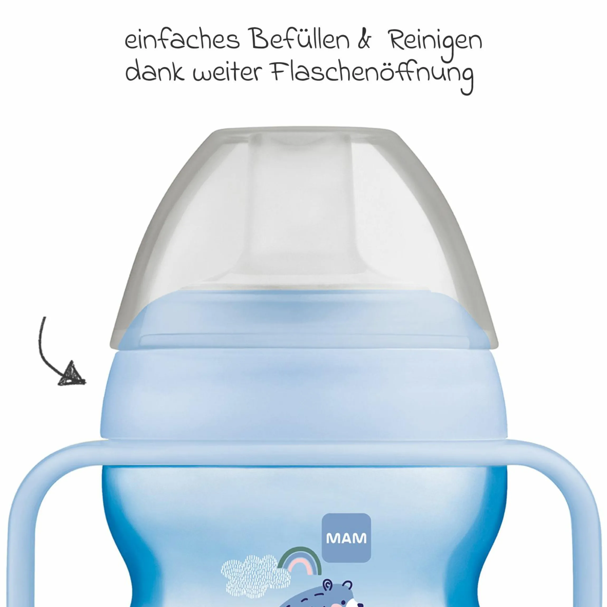 Trinklernbecher Starter Cup Night 150 ml + Silikon-Schnabel - Bär - Blau