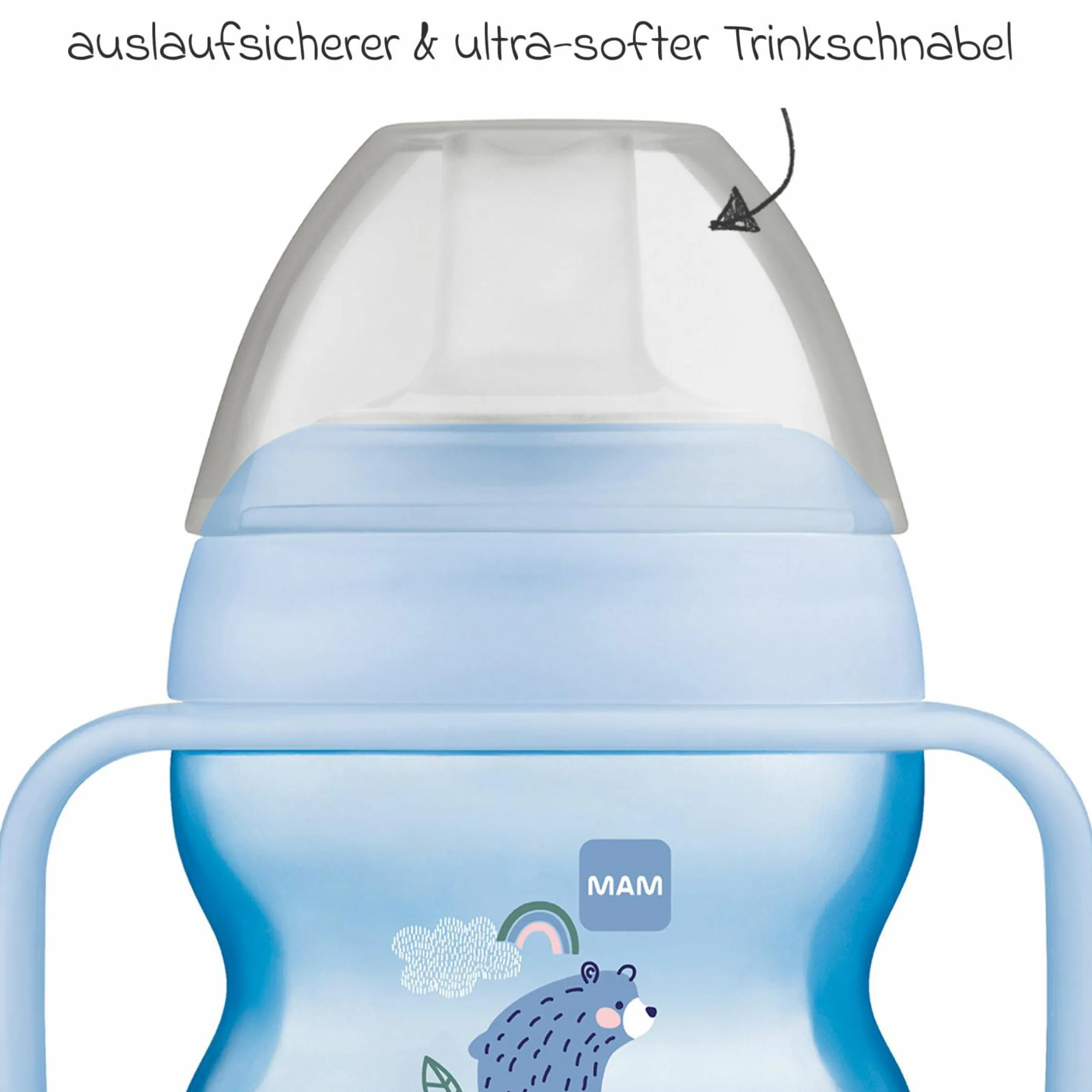 Trinklernbecher Starter Cup Night 150 ml + Silikon-Schnabel - Bär - Blau