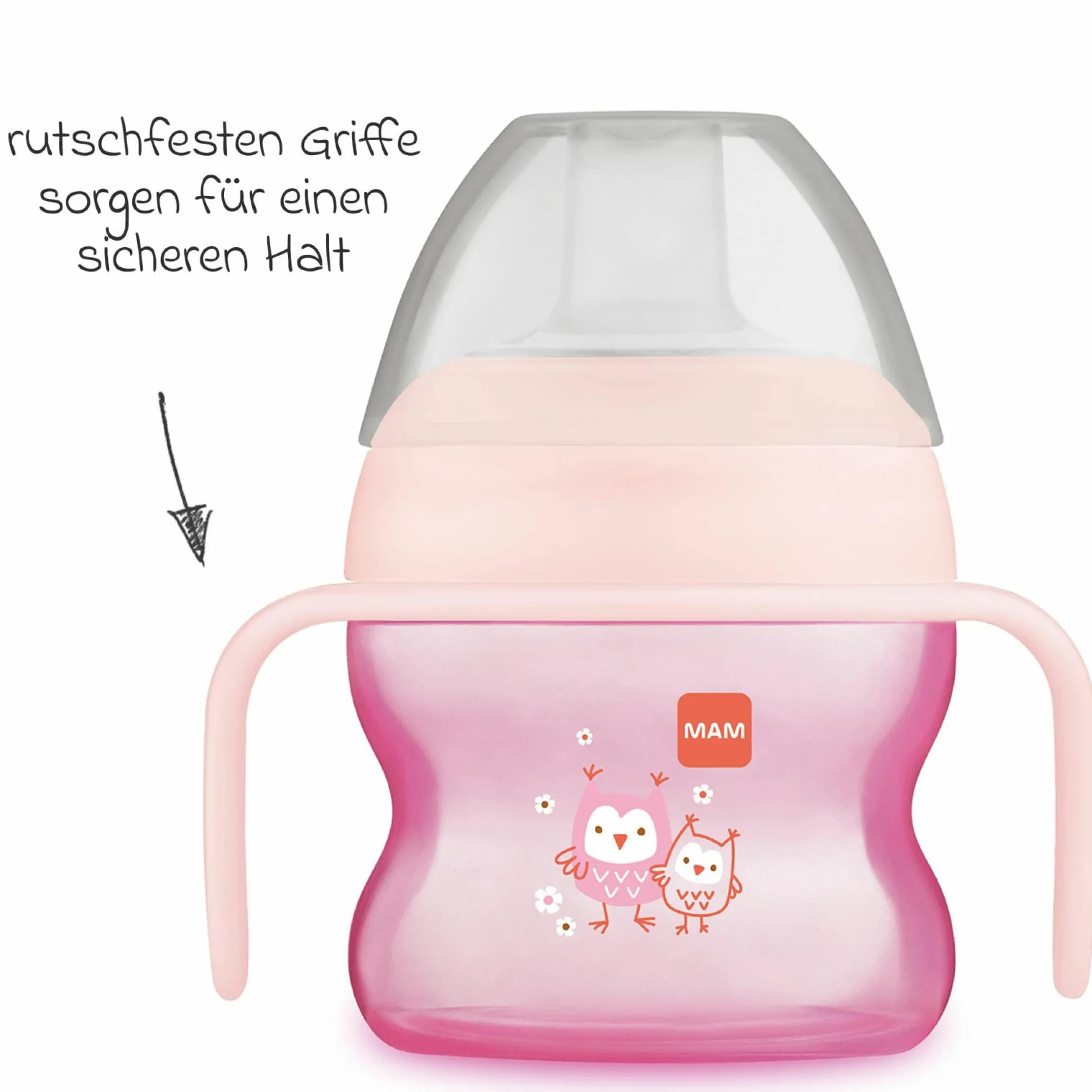 Trinklernbecher Starter Cup 150 ml + Silikon-Schnabel - Eule - Rosa