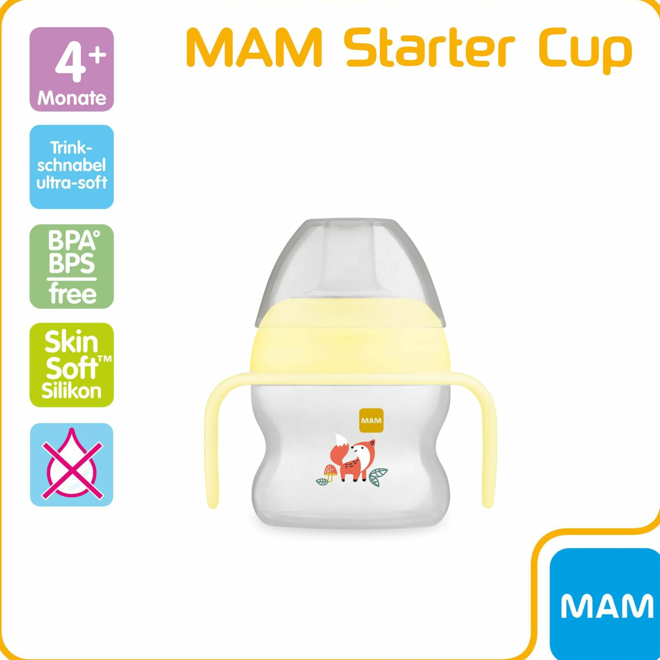 Trinklernbecher Starter Cup 150 ml + Silikon-Schnabel - Fuchs