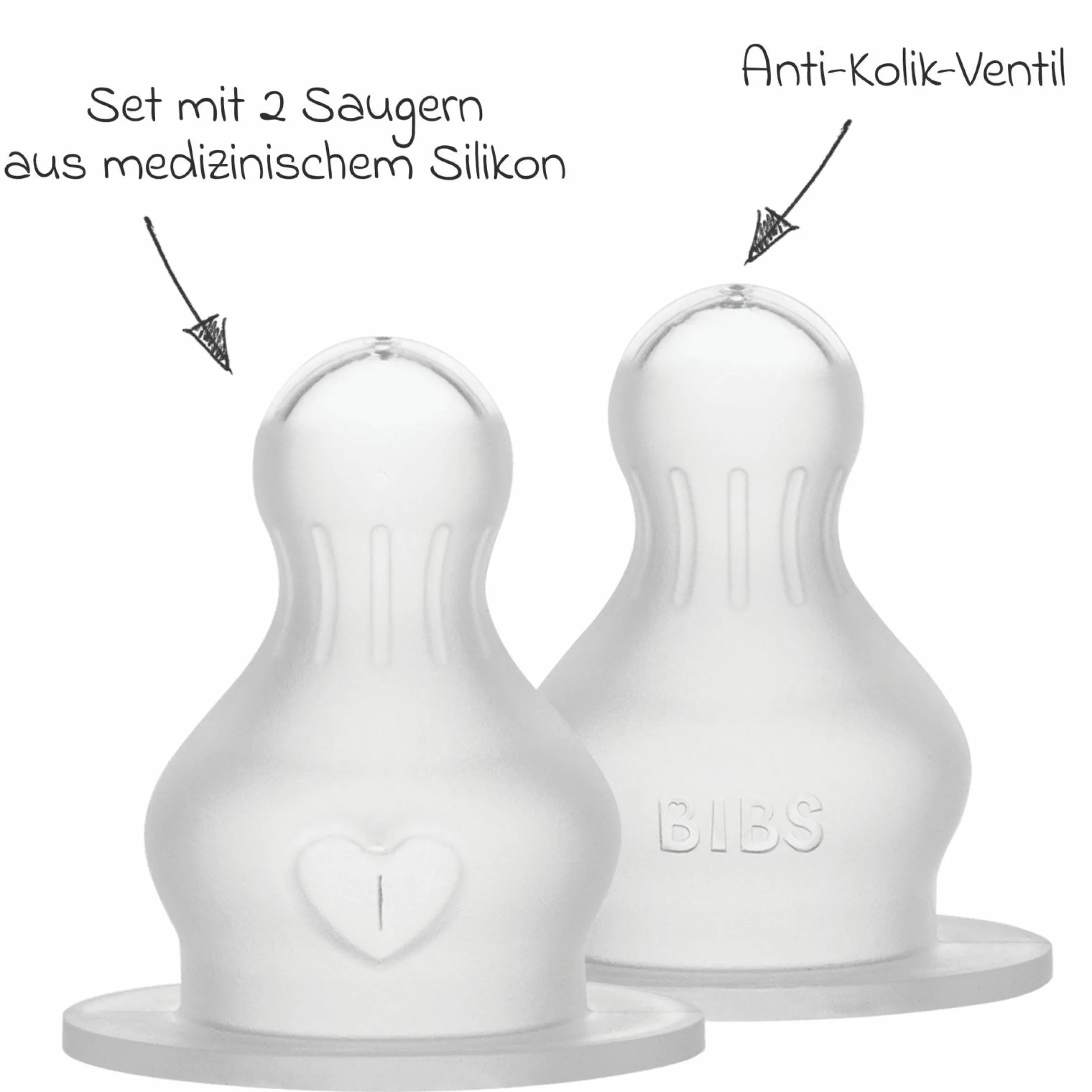 Trinksauger 2er Pack Silikon Bottle Nipple - mittlerer Nahrungsfluss
