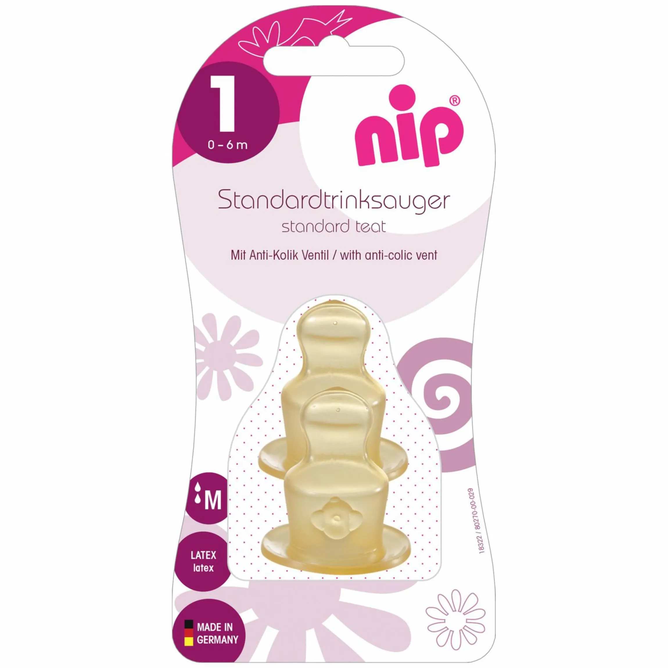 Trinksauger 2er Pack Standard - Latex - Gr. 1 M (Milch)