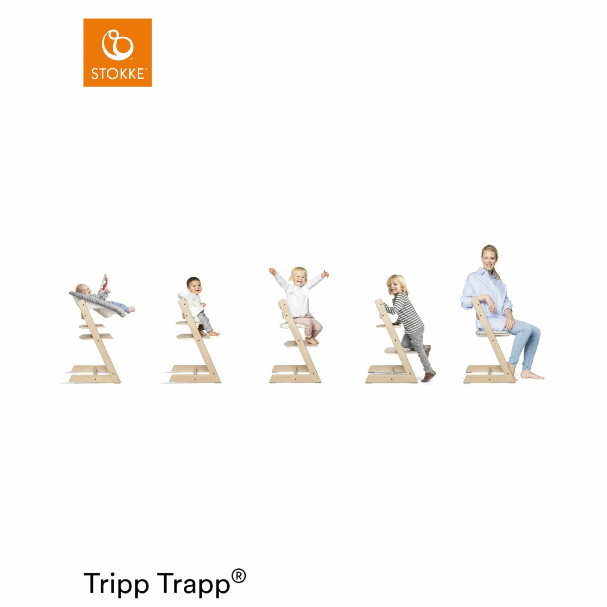 Tripp Trapp® Natur Newborn Set - Hochstuhl + Neugeborenenaufsatz (verstellbar) Grey