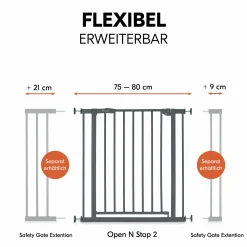 Türschutzgitter / Treppenschutzgitter Open N Stop 2 (75-80 cm) - Dark Grey