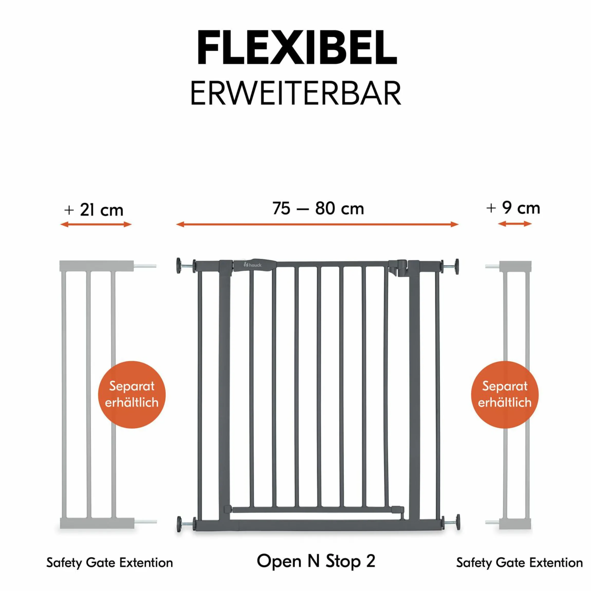 Türschutzgitter / Treppenschutzgitter Open N Stop 2 (75-80 cm) - Dark Grey