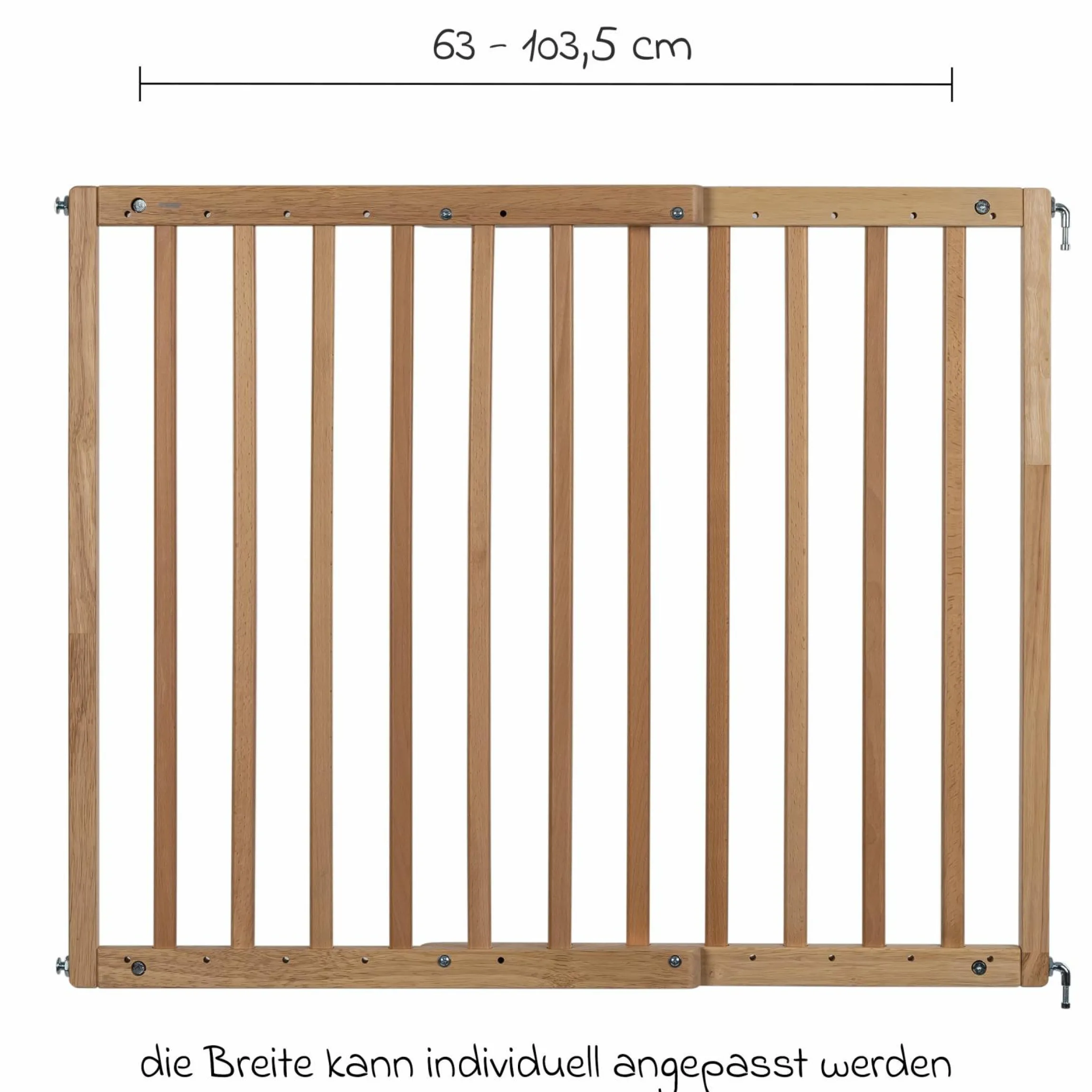Türschutzgitter / Treppenschutzgitter (63 bis 103,5 cm) zum Schrauben - Natur
