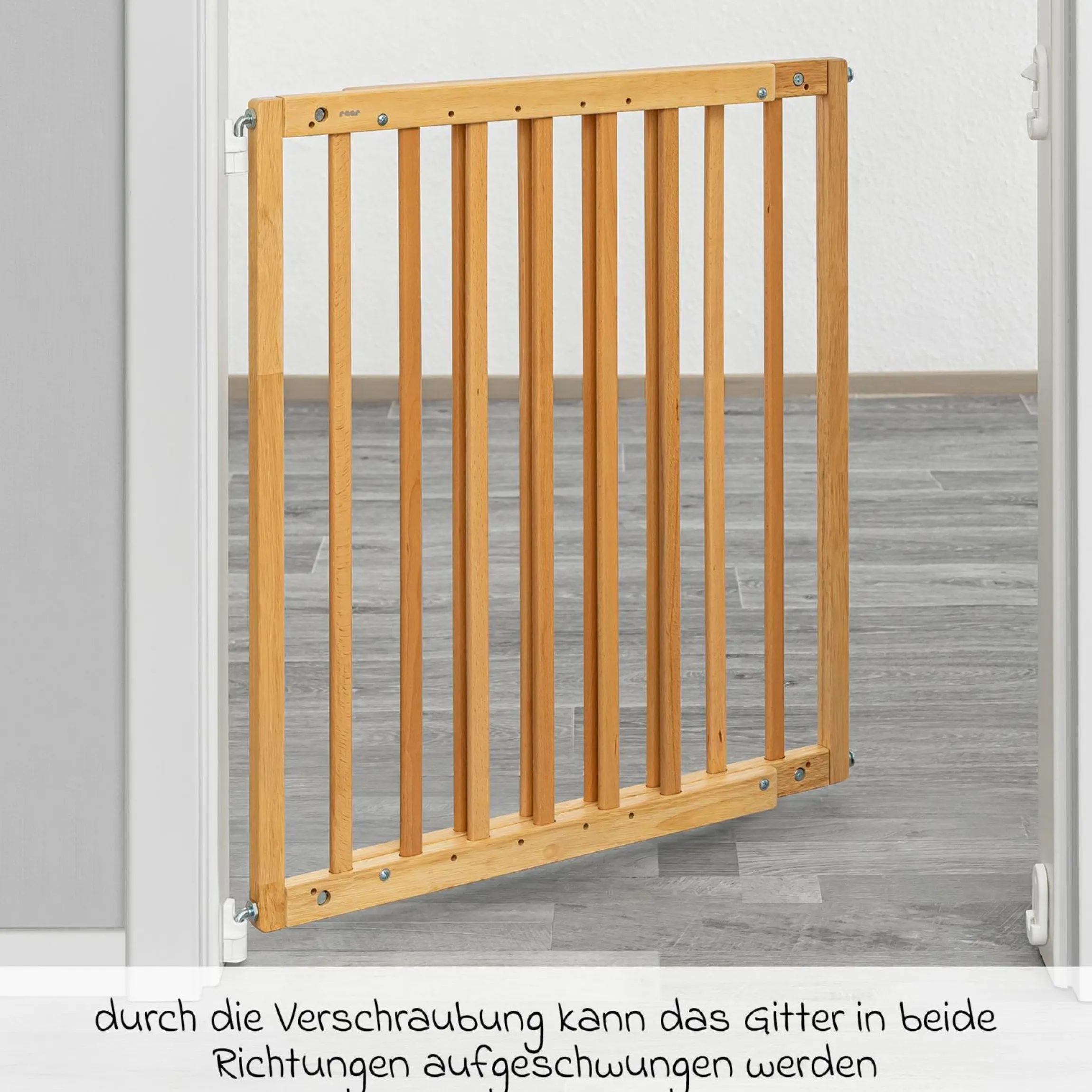 Türschutzgitter / Treppenschutzgitter (63 bis 103,5 cm) zum Schrauben - Natur