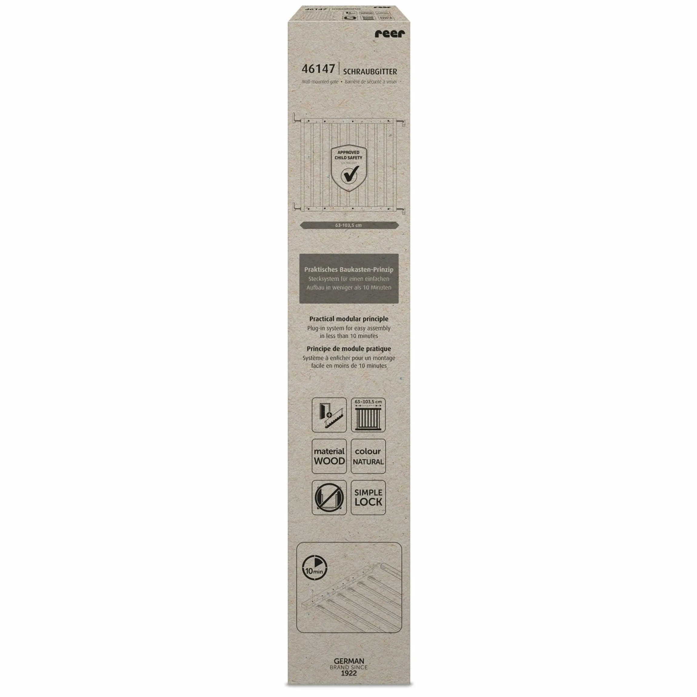 Türschutzgitter / Treppenschutzgitter (63 bis 103,5 cm) zum Schrauben - Natur