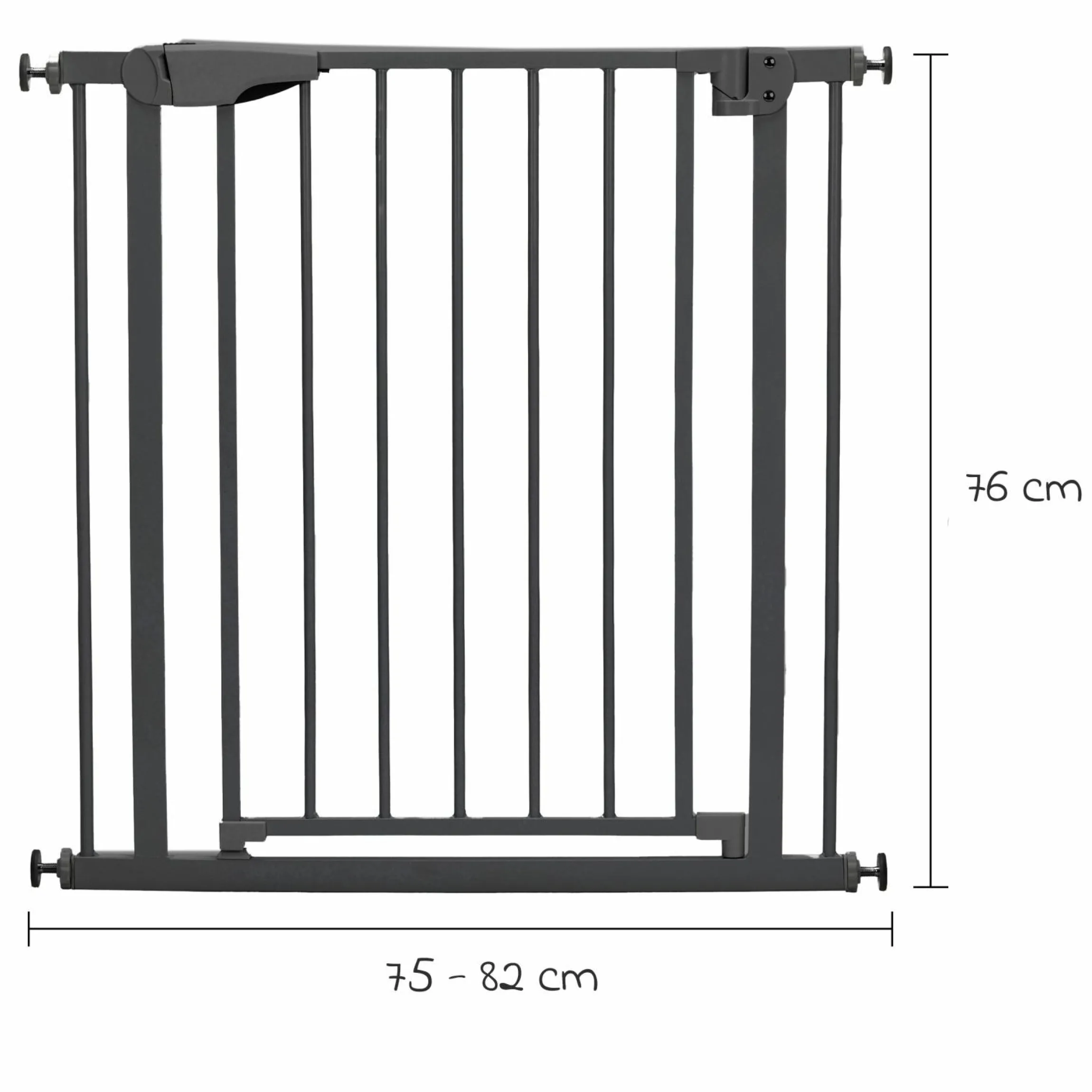 Türschutzgitter / Treppenschutzgitter Autoclose (75 bis 82 cm) zum Klemmen ohne bohren, schließt selbsständig - Schwarz