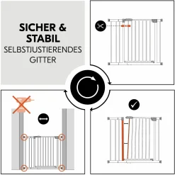 Türschutzgitter / Treppenschutzgitter Open N Stop 2 (75-80 cm) inkl. 9 cm Verlängerung - White