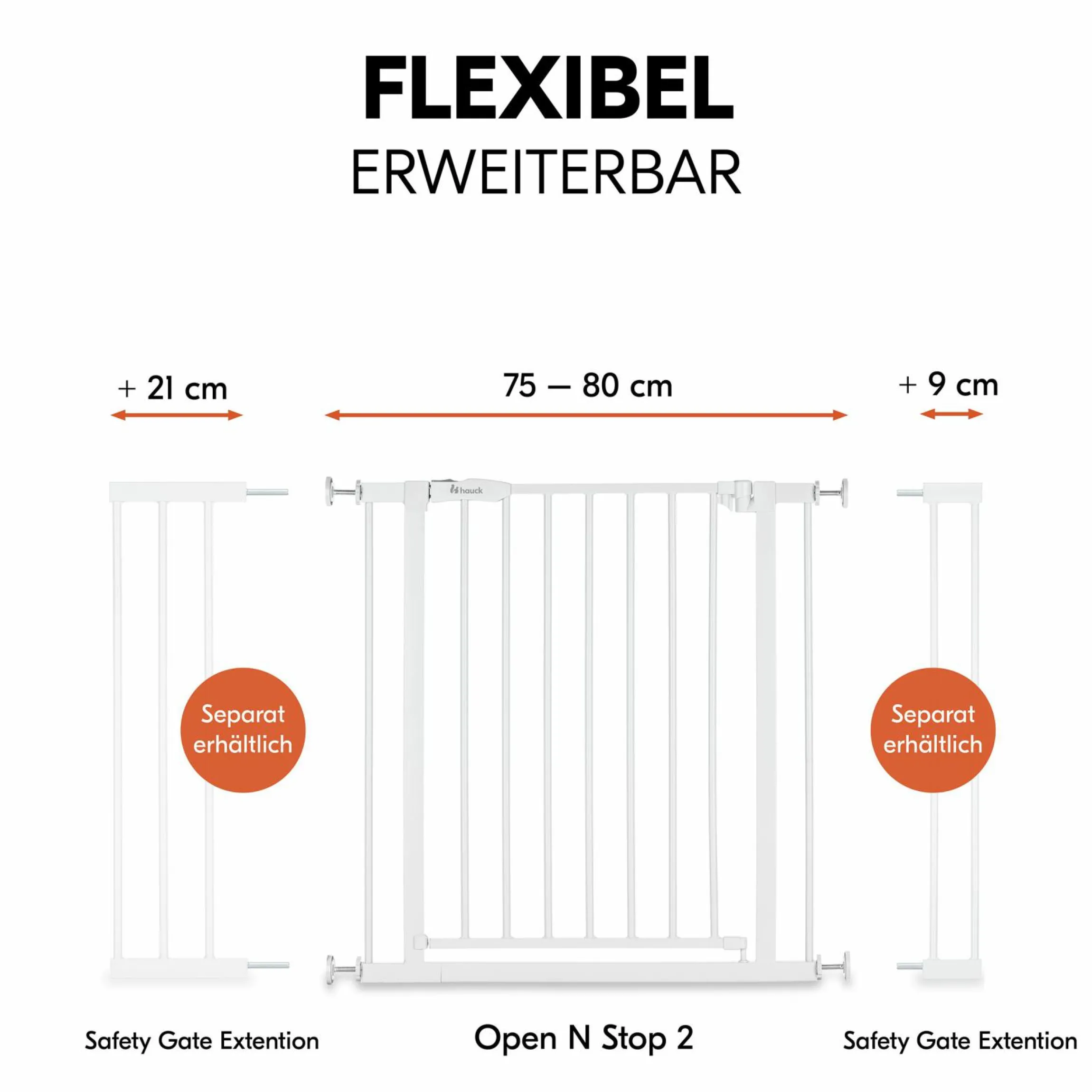 Türschutzgitter / Treppenschutzgitter Open N Stop 2 (75-80 cm) - White