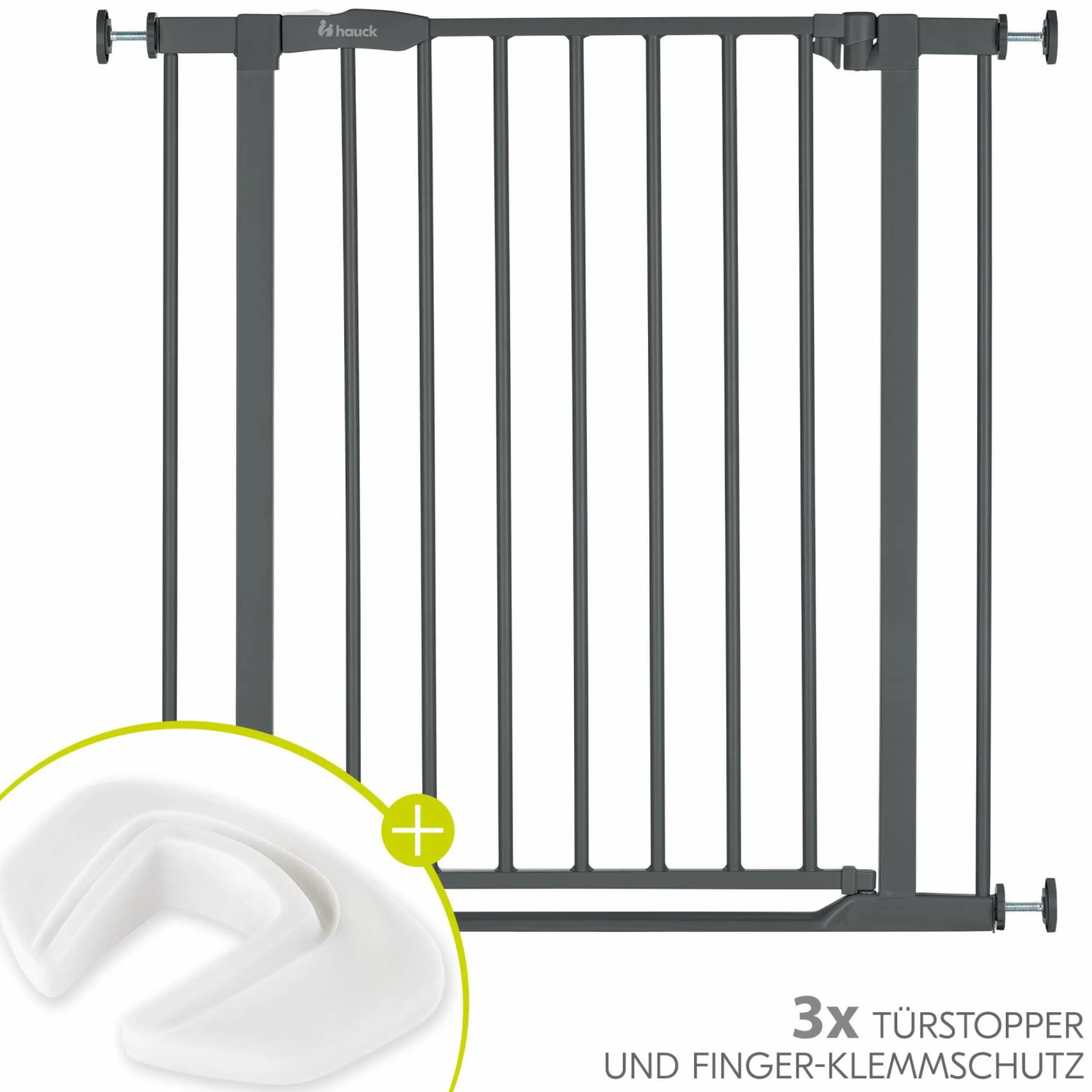 Türschutzgitter / Treppenschutzgitter Clear Step 2 + Türstopper 3er Pack - Dark Grey