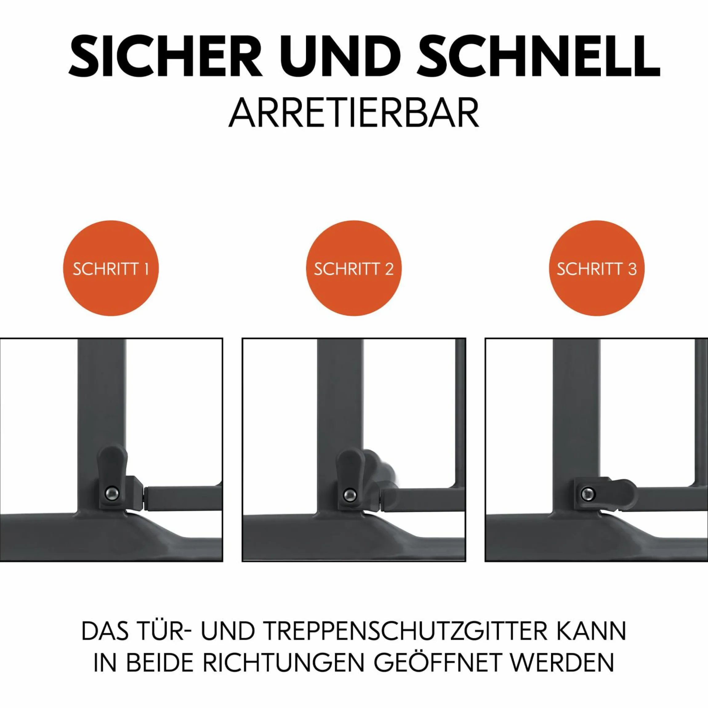 Türschutzgitter / Treppenschutzgitter Clear Step 2 + Türstopper 3er Pack - Dark Grey