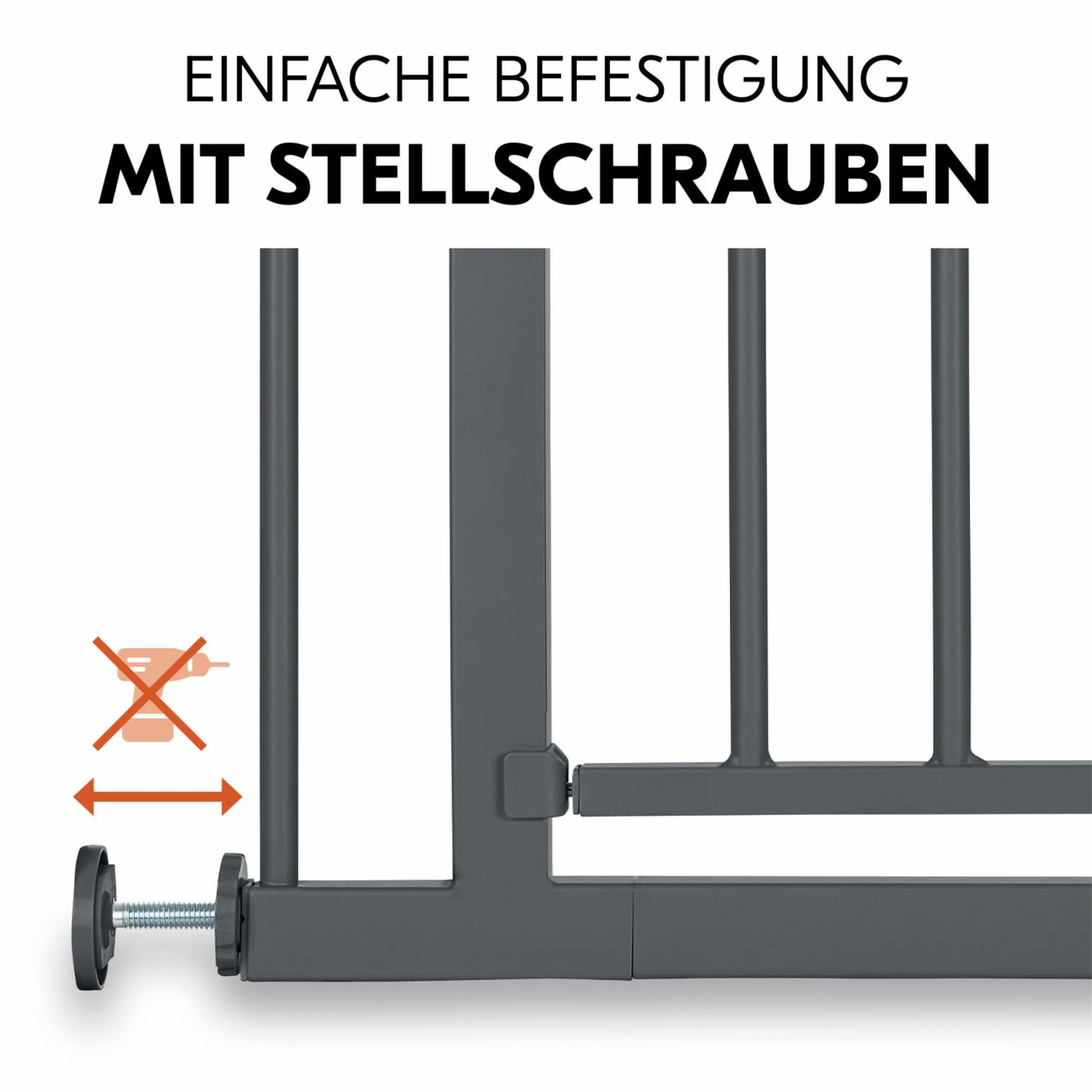 Türschutzgitter / Treppenschutzgitter Open N Stop 2 + Türstopper 3er Pack - Dark Grey