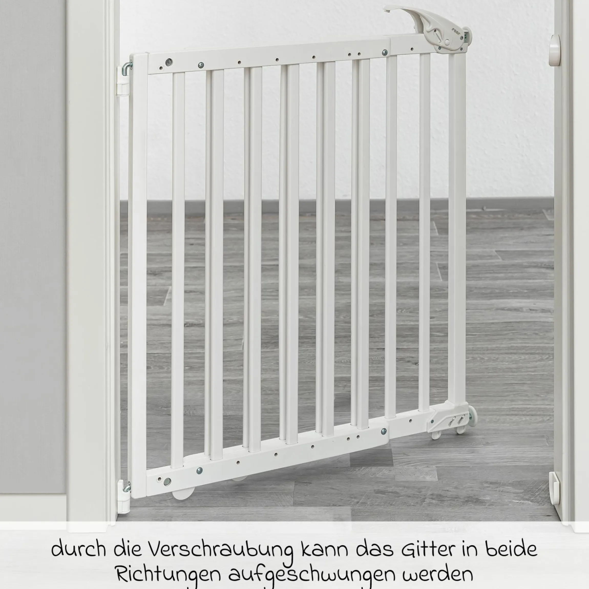 Türschutzgitter / Treppenschutzgitter (63 bis 106 cm) zum Klemmen oder Schrauben - Weiß