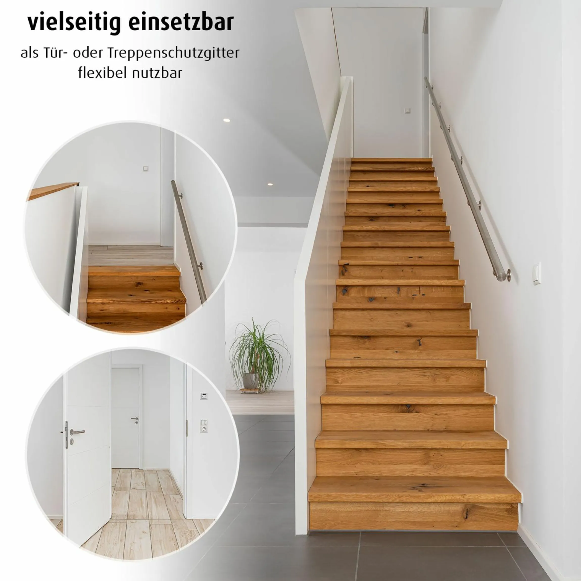 Türschutzgitter / Treppenschutzgitter (63 bis 106 cm) zum Klemmen oder Schrauben - Weiß
