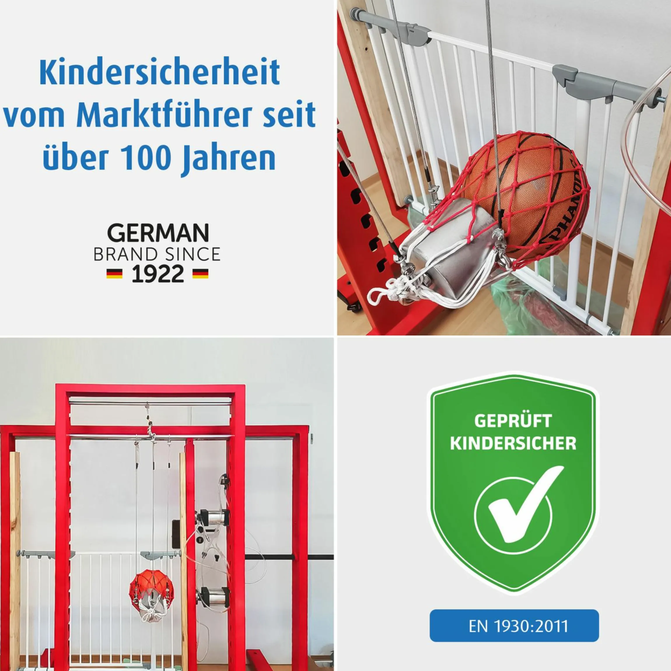 Türschutzgitter / Treppenschutzgitter (63 bis 106 cm) zum Klemmen oder Schrauben - Weiß