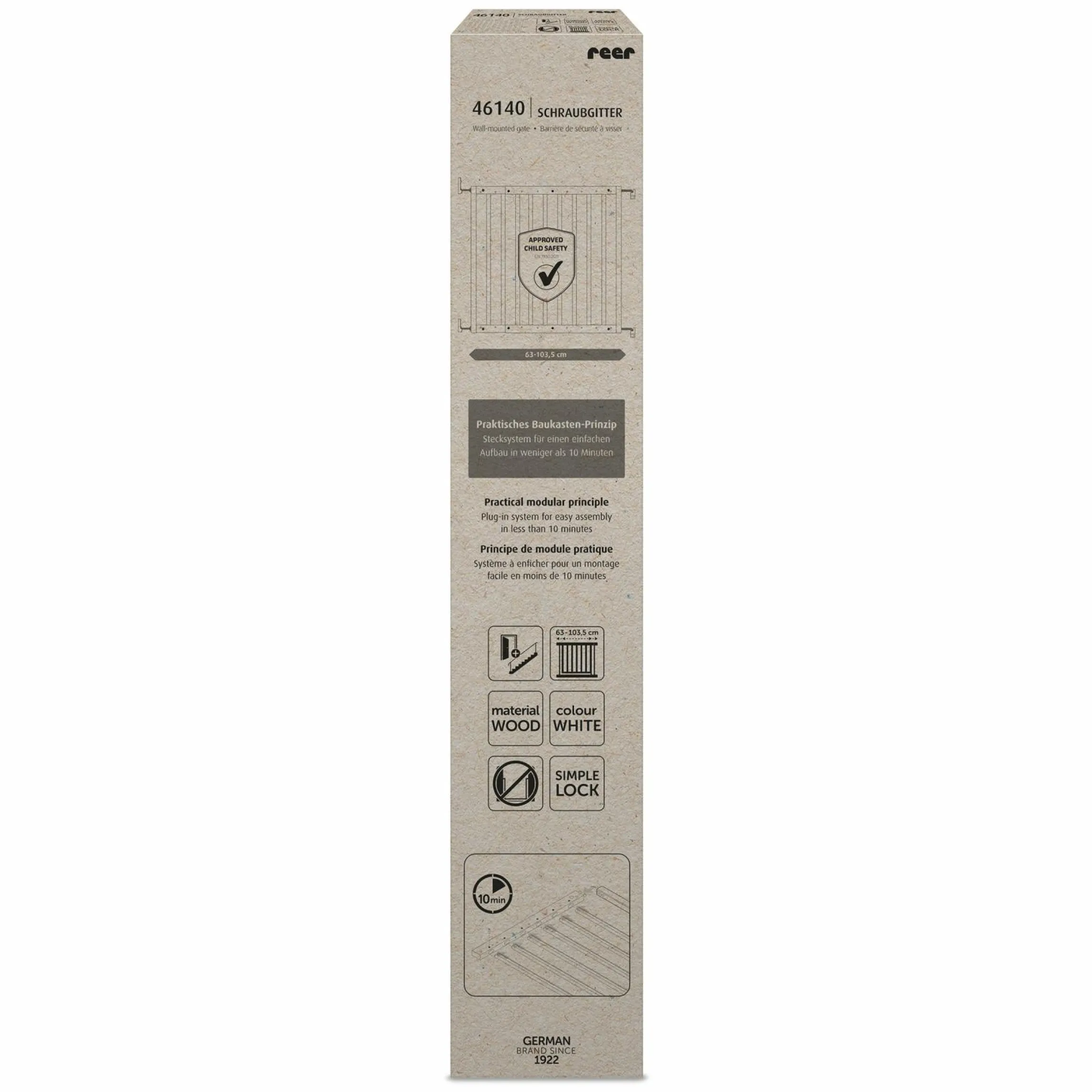 Türschutzgitter / Treppenschutzgitter (63 bis 103,5 cm) zum Schrauben - Weiß