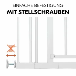 Türschutzgitter / Treppenschutzgitter Open N Stop 2 inkl. 9 cm Verlängerung + Türstopper 3er Pack - White
