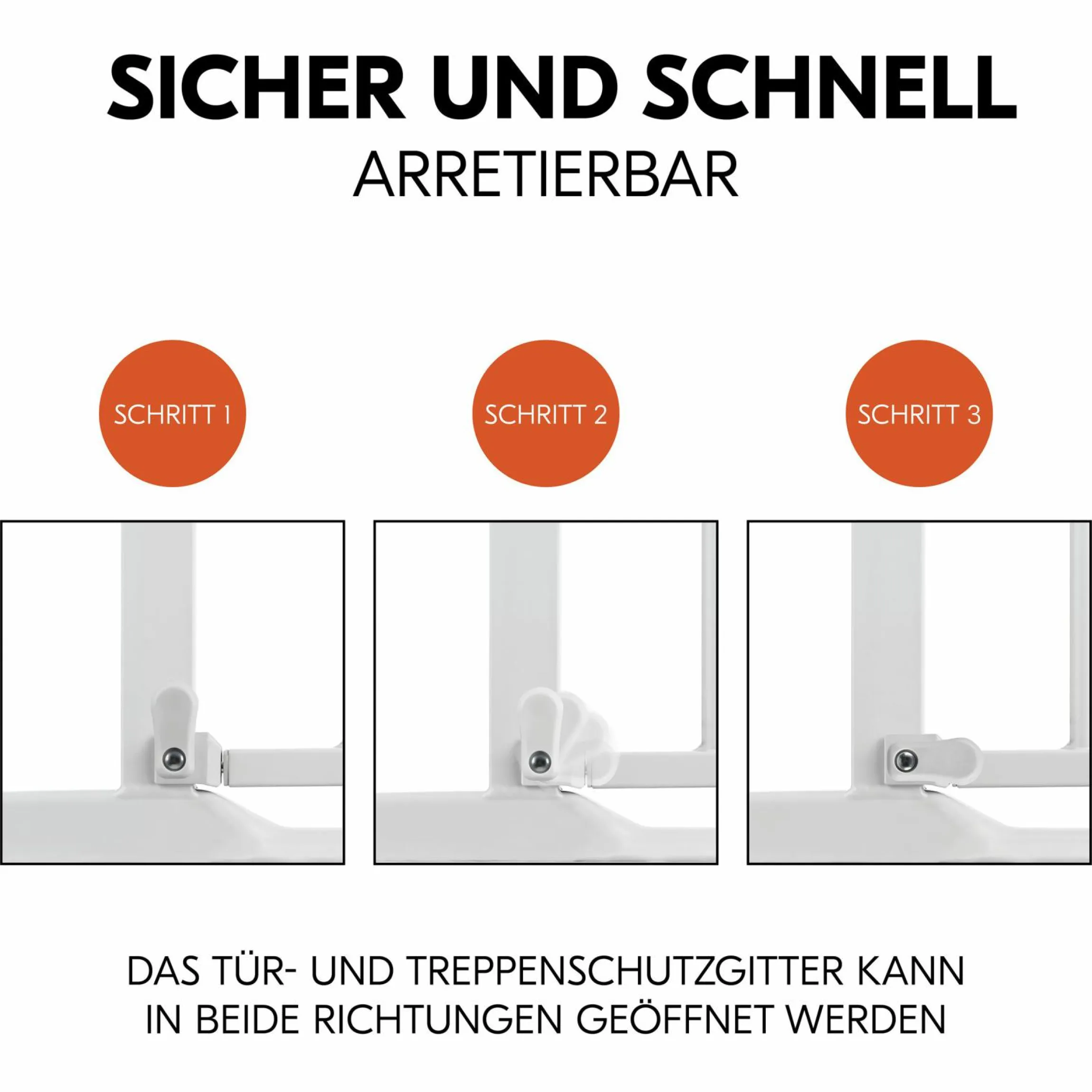Türschutzgitter / Treppenschutzgitter Clear Step 2 (75-80 cm) inkl. 9 cm Verlängerung - White