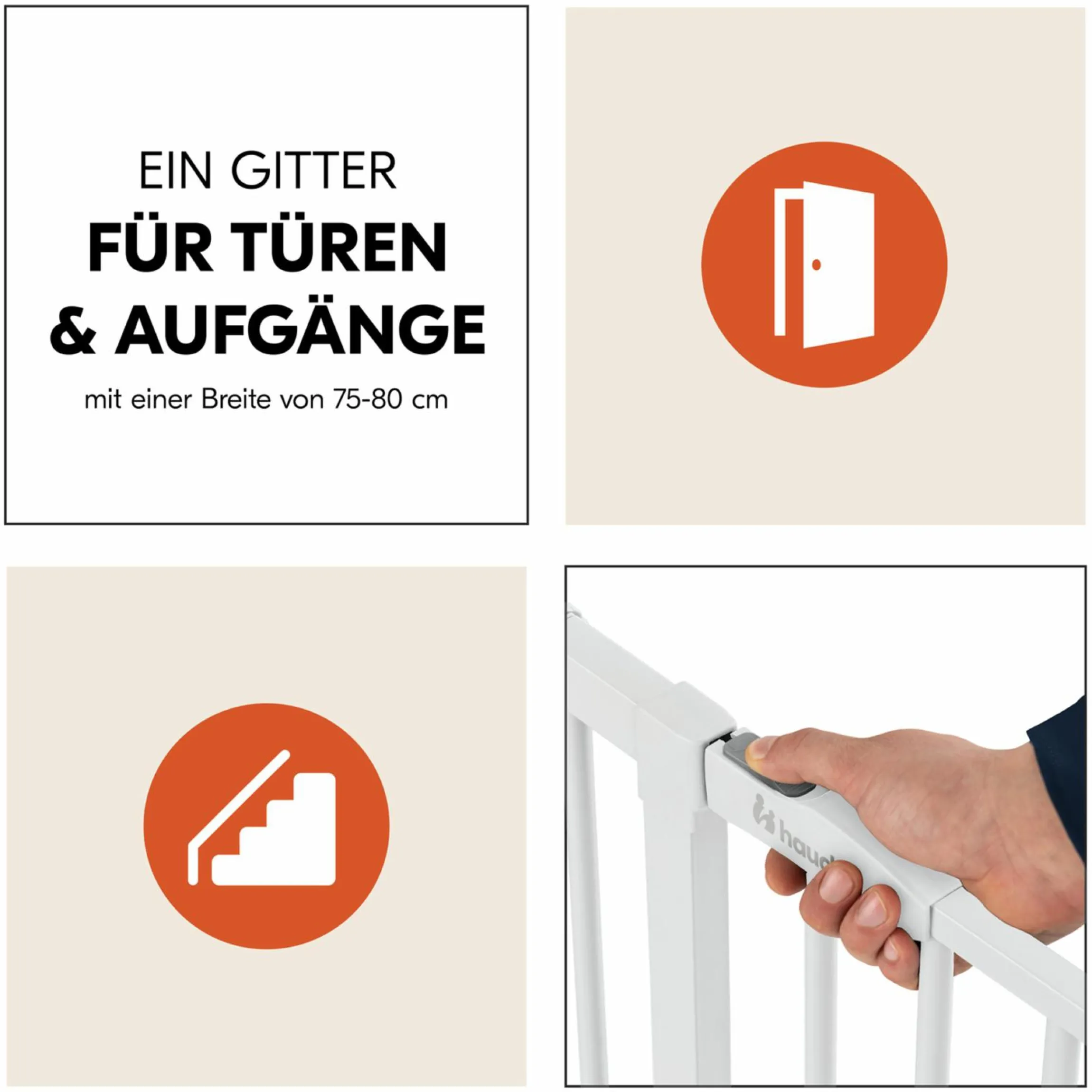 Türschutzgitter / Treppenschutzgitter Clear Step 2 (75-80 cm) - White