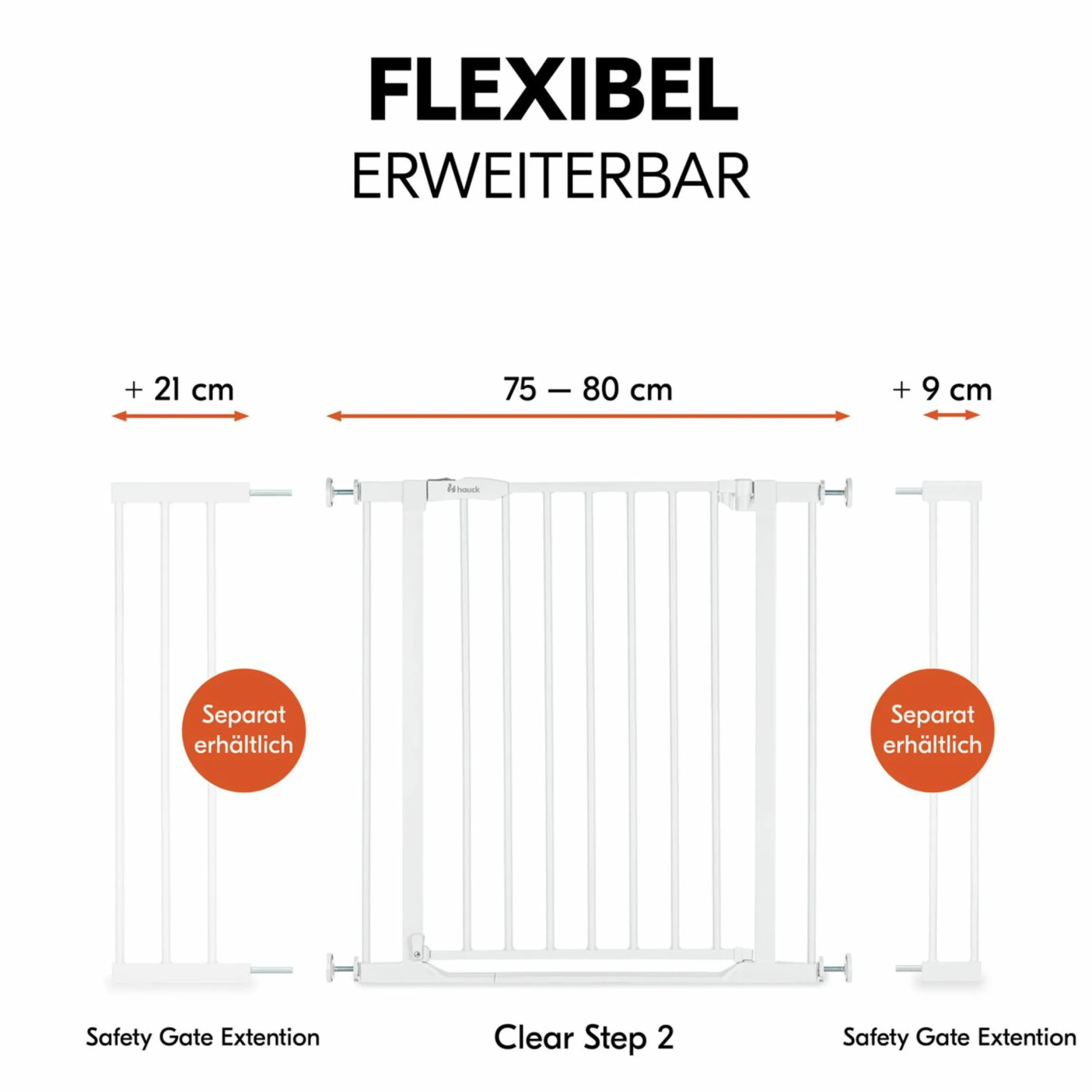 Türschutzgitter / Treppenschutzgitter Clear Step 2 (75-80 cm) - White