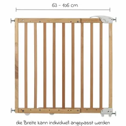 Türschutzgitter / Treppenschutzgitter (63 bis 106 cm) zum Klemmen oder Schrauben - Natur