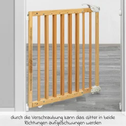 Türschutzgitter / Treppenschutzgitter (63 bis 106 cm) zum Klemmen oder Schrauben - Natur