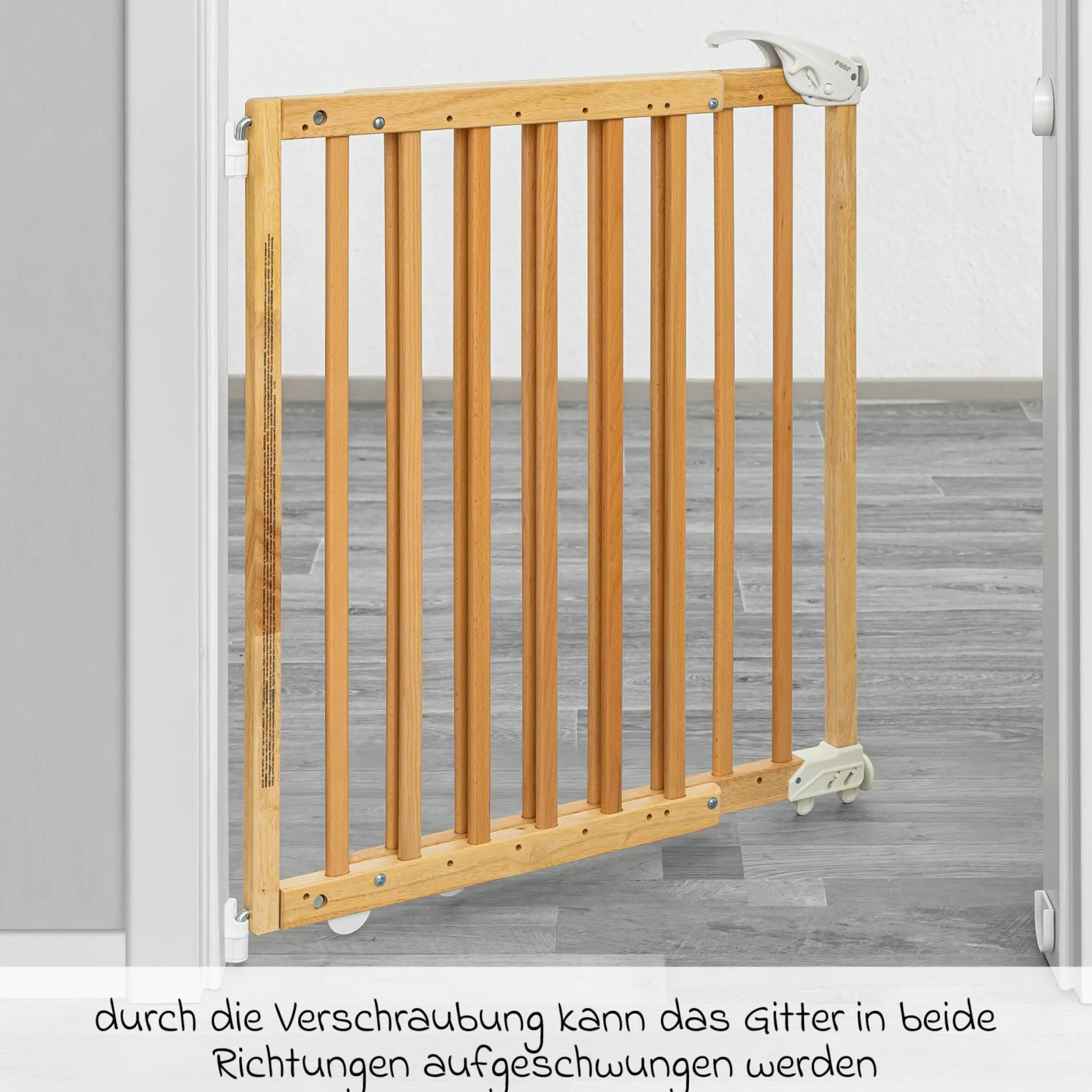 Türschutzgitter / Treppenschutzgitter (63 bis 106 cm) zum Klemmen oder Schrauben - Natur