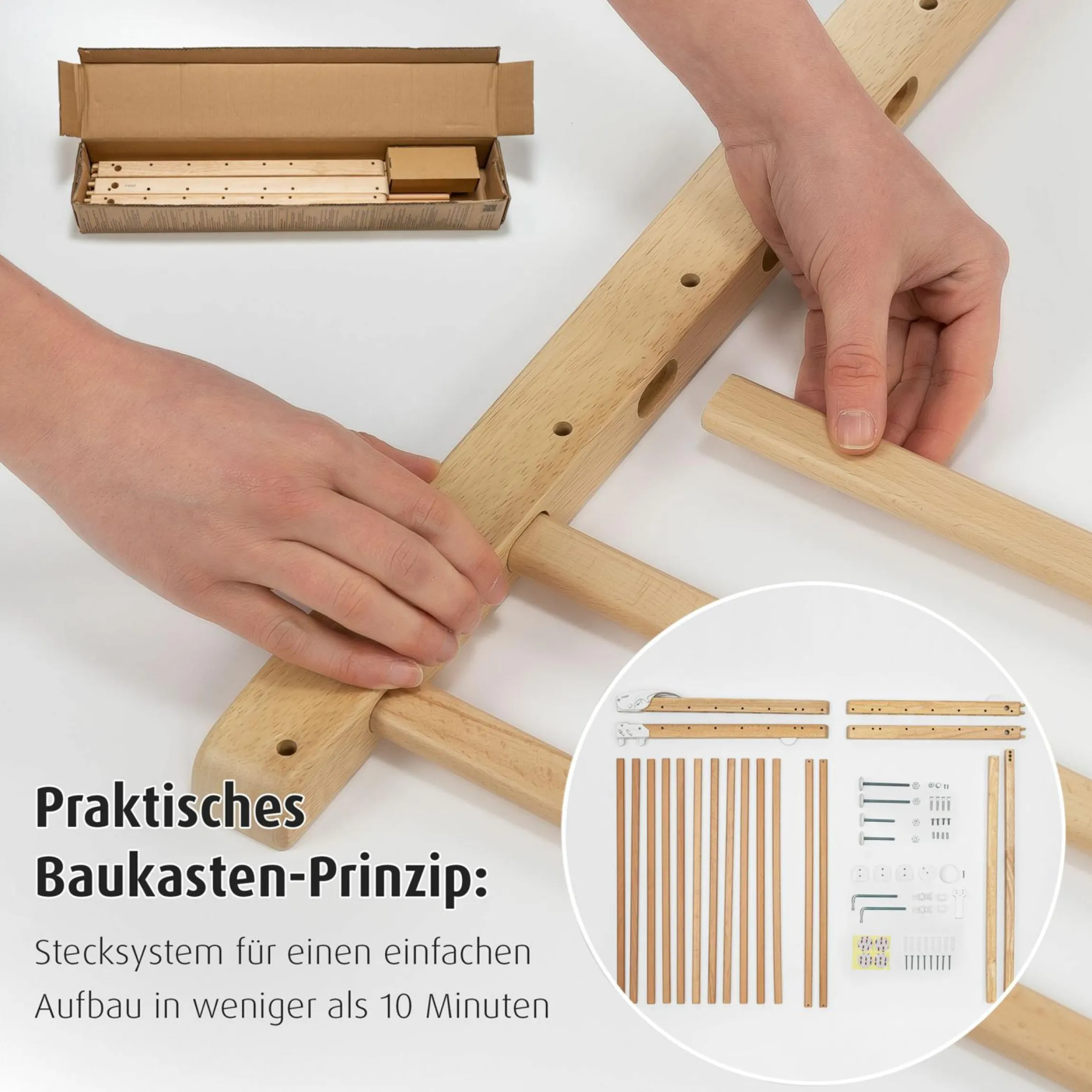 Türschutzgitter / Treppenschutzgitter (63 bis 106 cm) zum Klemmen oder Schrauben - Natur