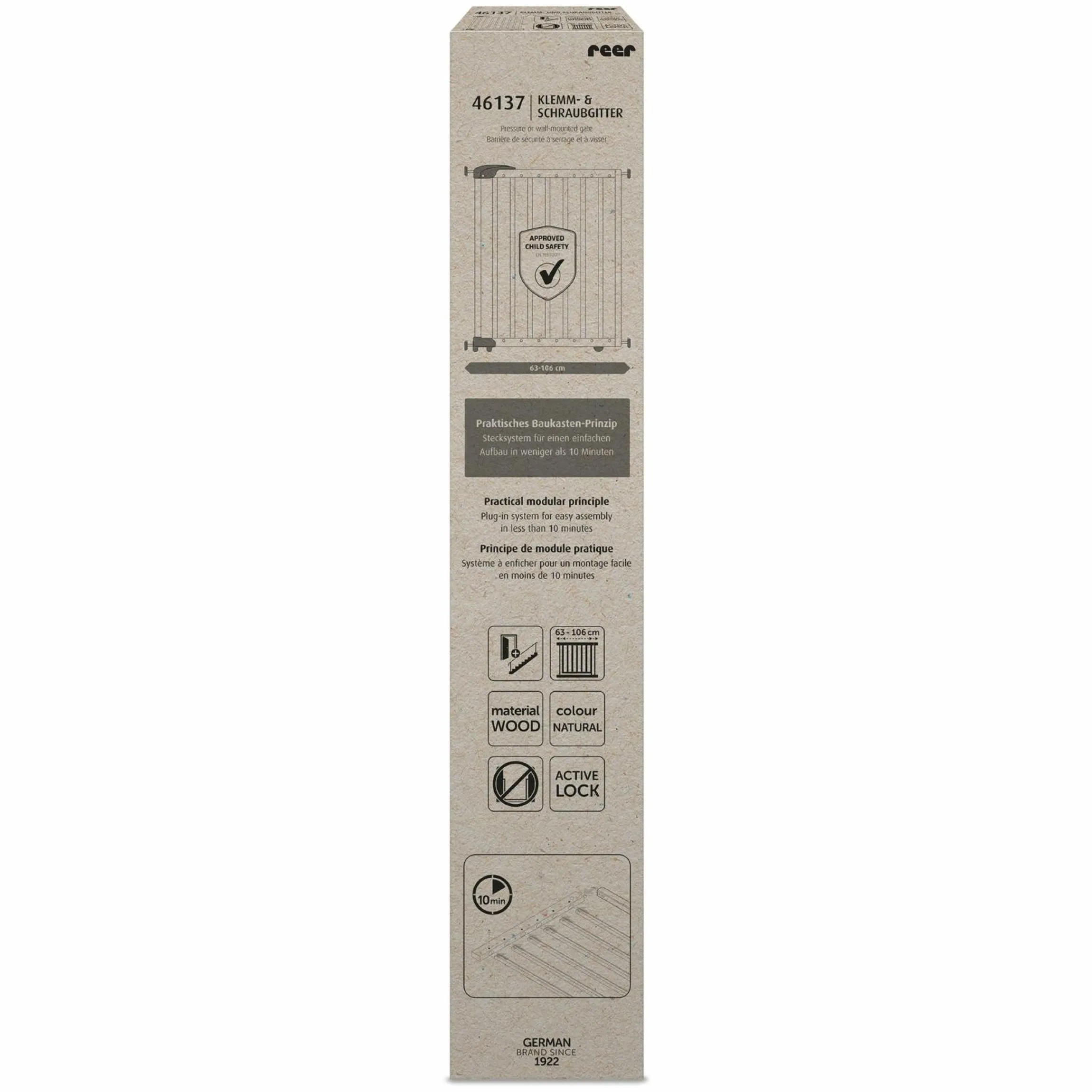 Türschutzgitter / Treppenschutzgitter (63 bis 106 cm) zum Klemmen oder Schrauben - Natur
