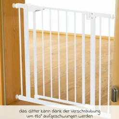 Türschutzgitter / Treppenschutzgitter Autoclose (75 bis 82 cm) zum Klemmen ohne bohren, schließt selbsständig - Weiß