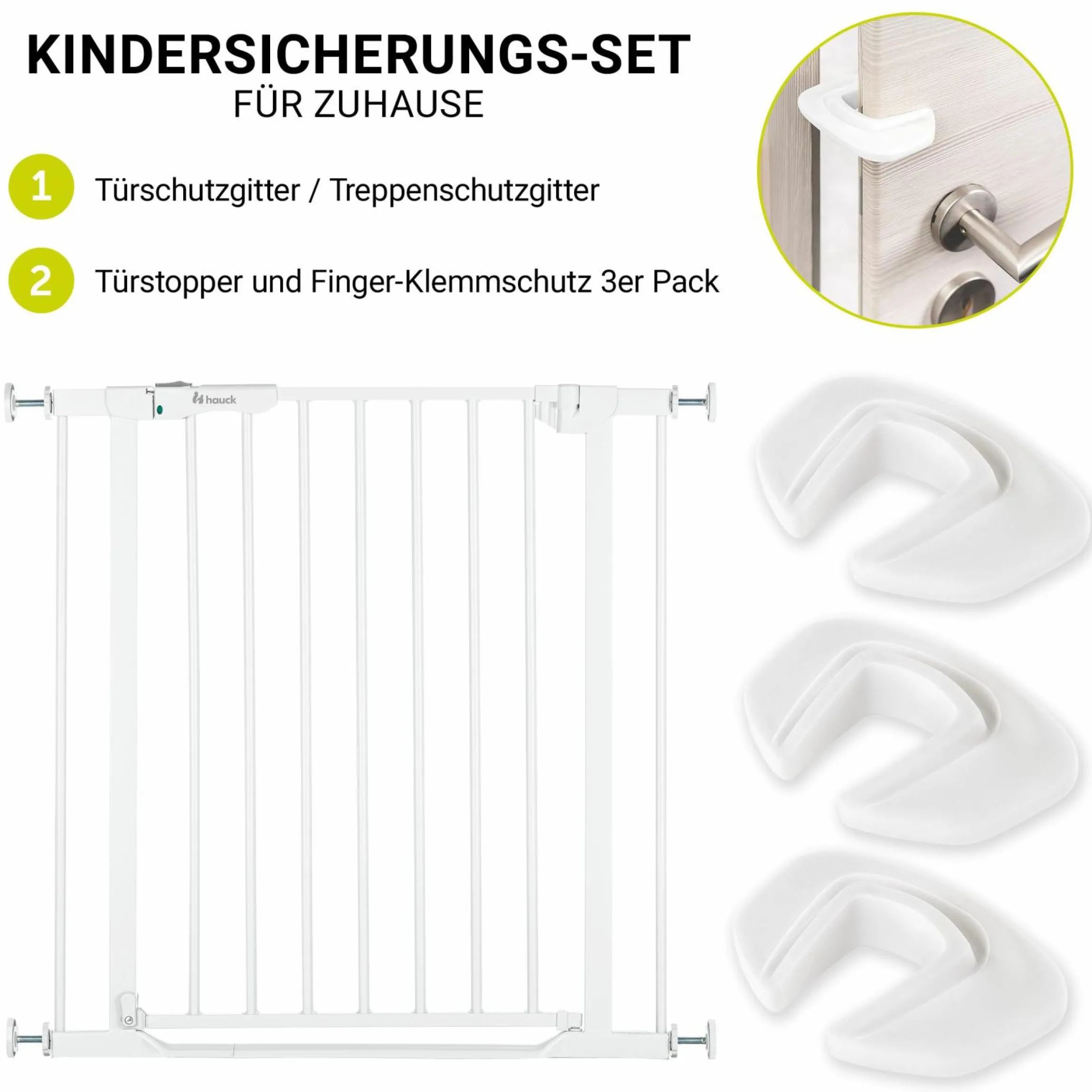 Türschutzgitter Clear Step Autoclose 2 + Türstopper 3er Pack - White