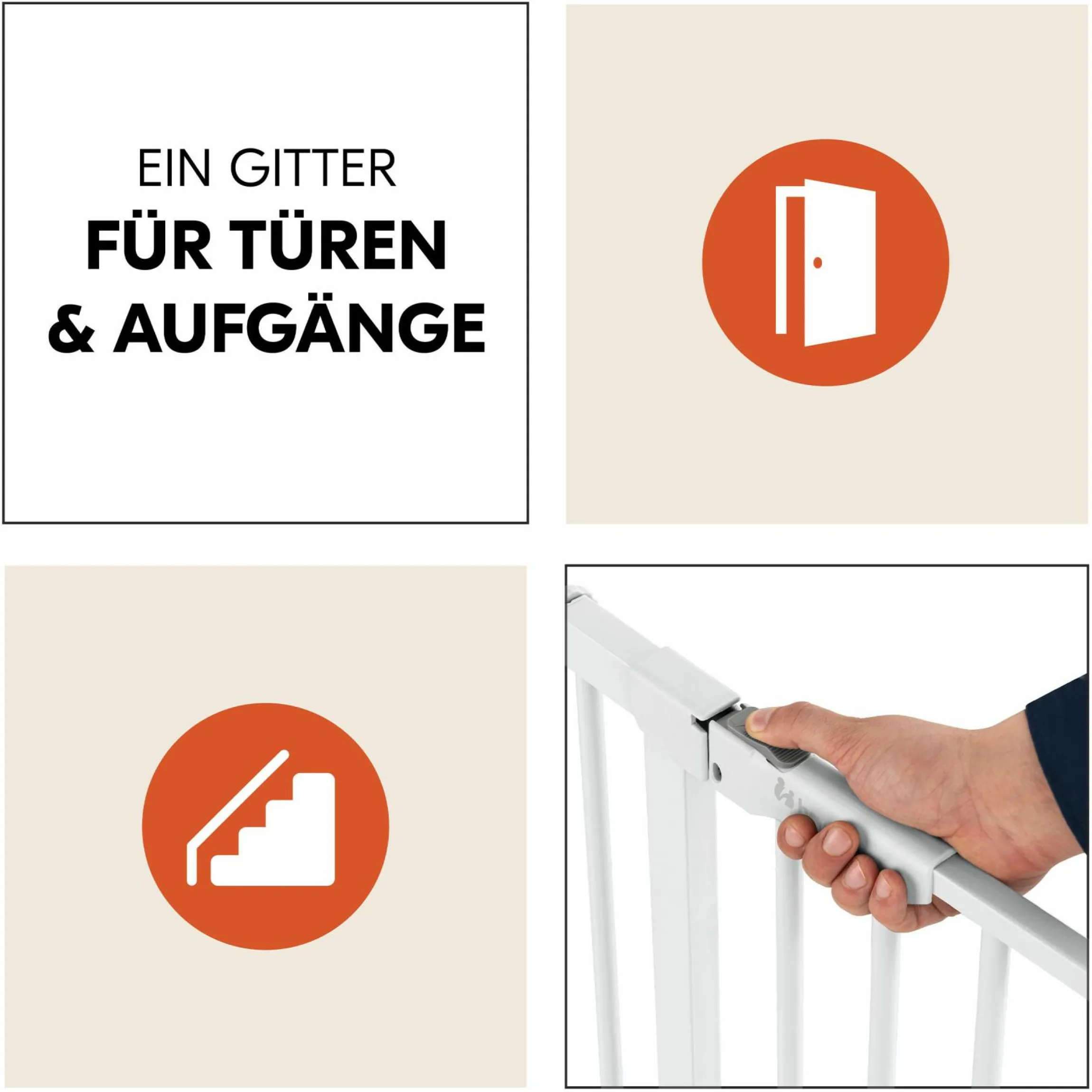 Türschutzgitter Clear Step Autoclose 2 + Türstopper 3er Pack - White