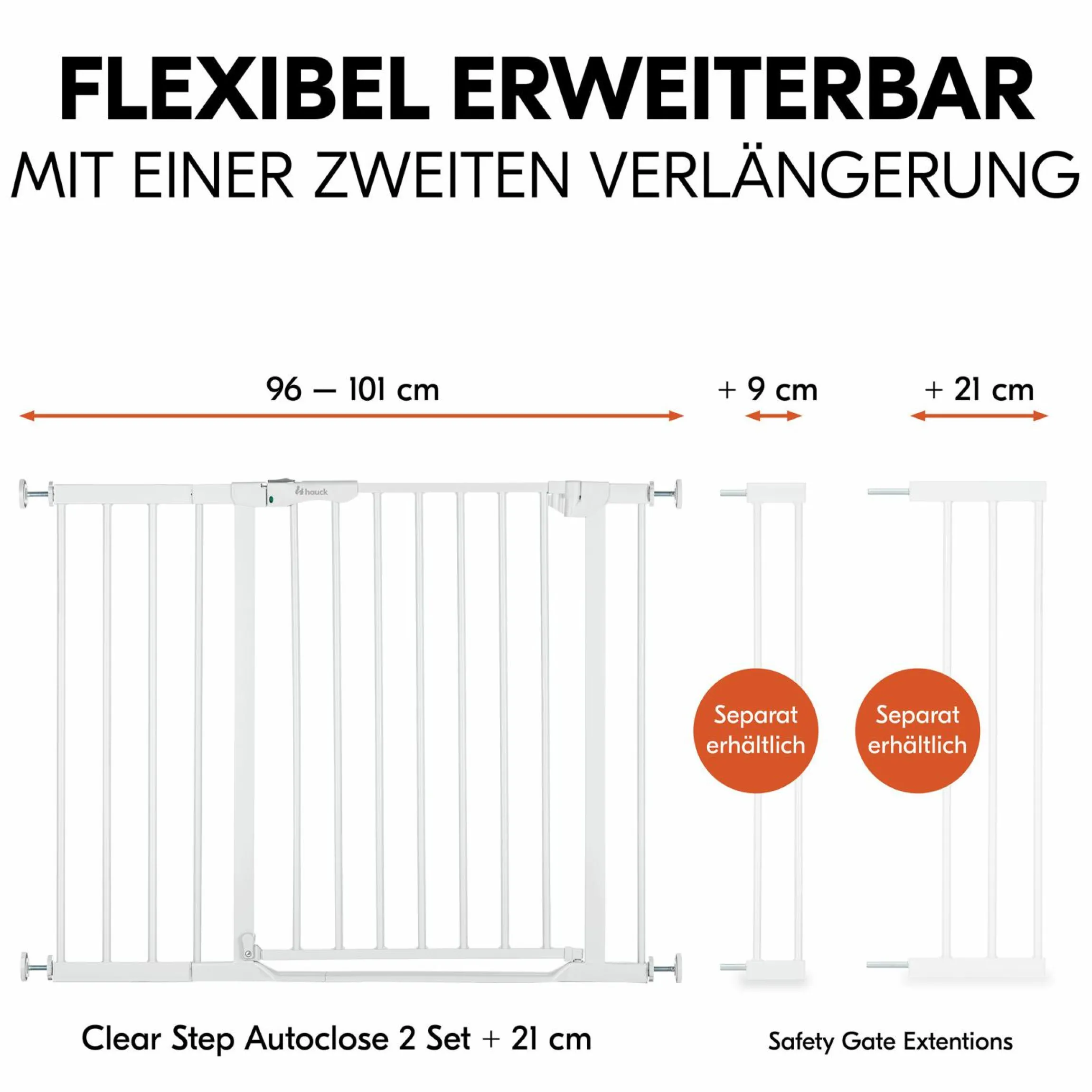 Türschutzgitter inkl. Verlängerung Clear Step Autoclose 2 Set + 21 cm - White