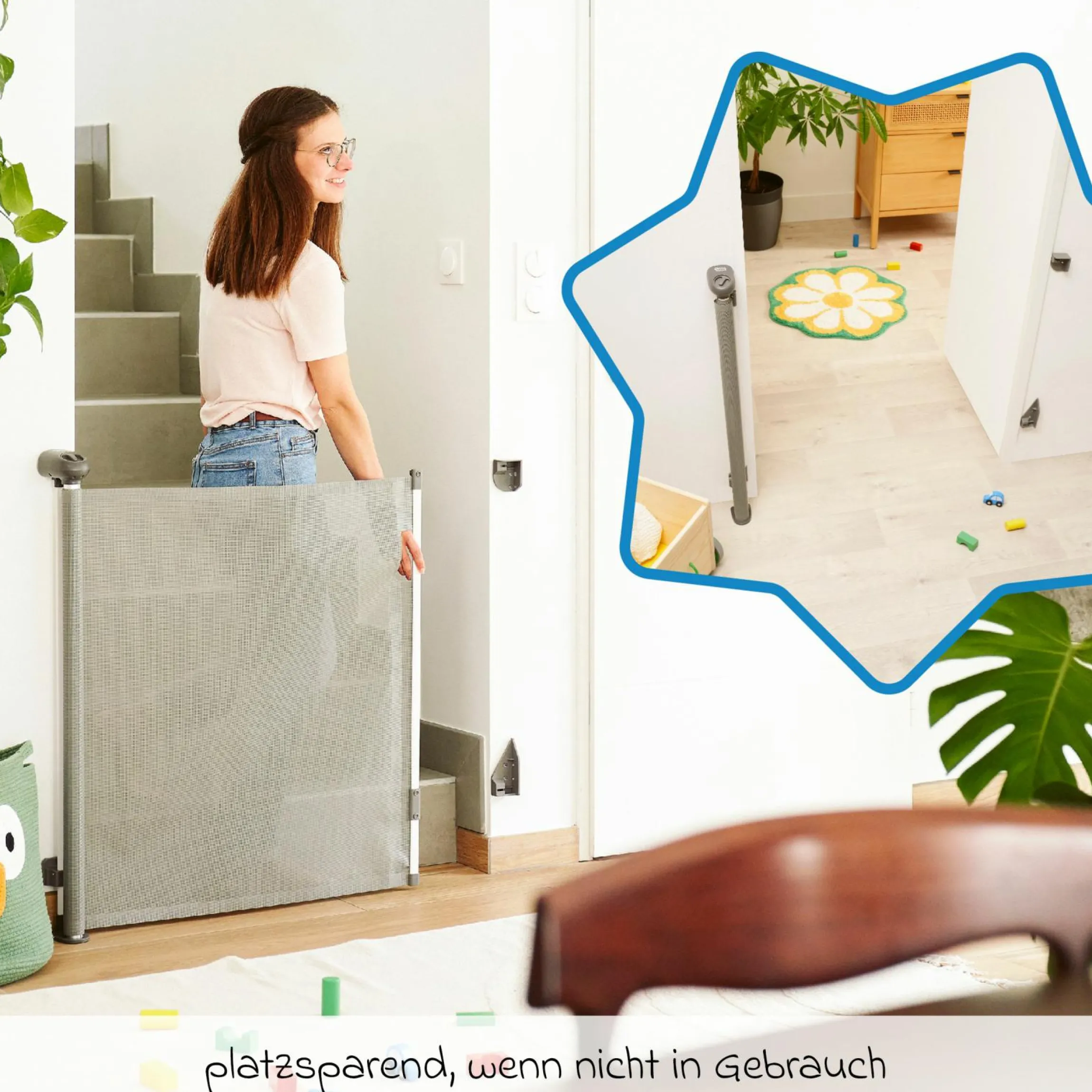 Türschutzgitter Safe & Roll (ausziehbar bis 140cm)