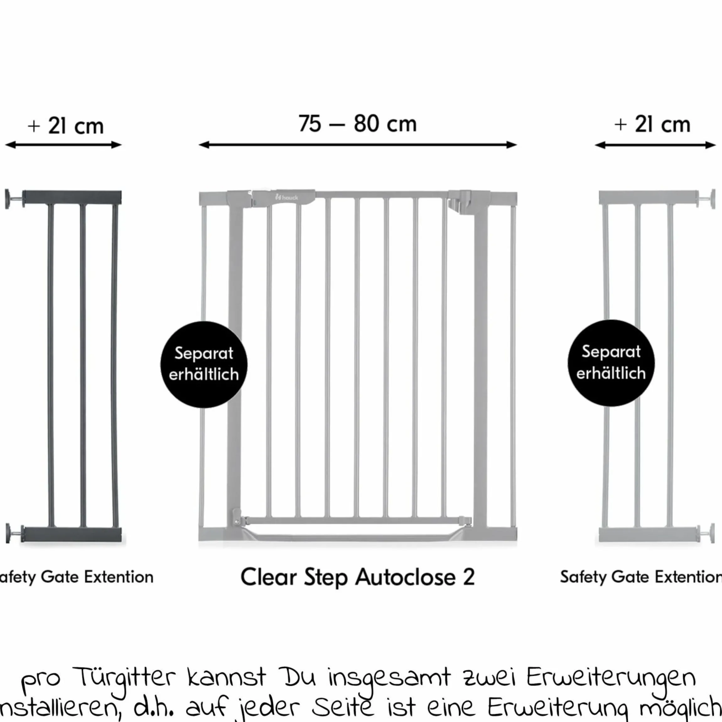 Türschutzgitter Verlängerung Safety Gate Extensions 21 cm - Dark Grey