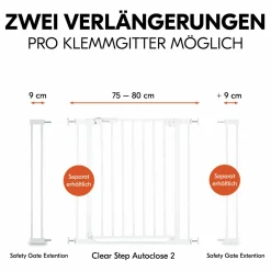 Türschutzgitter Verlängerung Safety Gate Extension 9 cm - passend für Hauck Schutzgitter - White