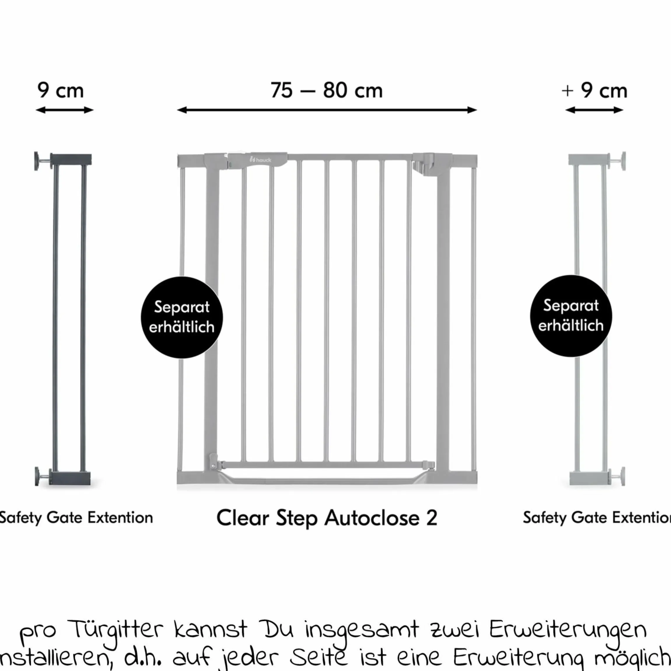 Türschutzgitter Verlängerung Safety Gate Extensions 9 cm - Dark Grey