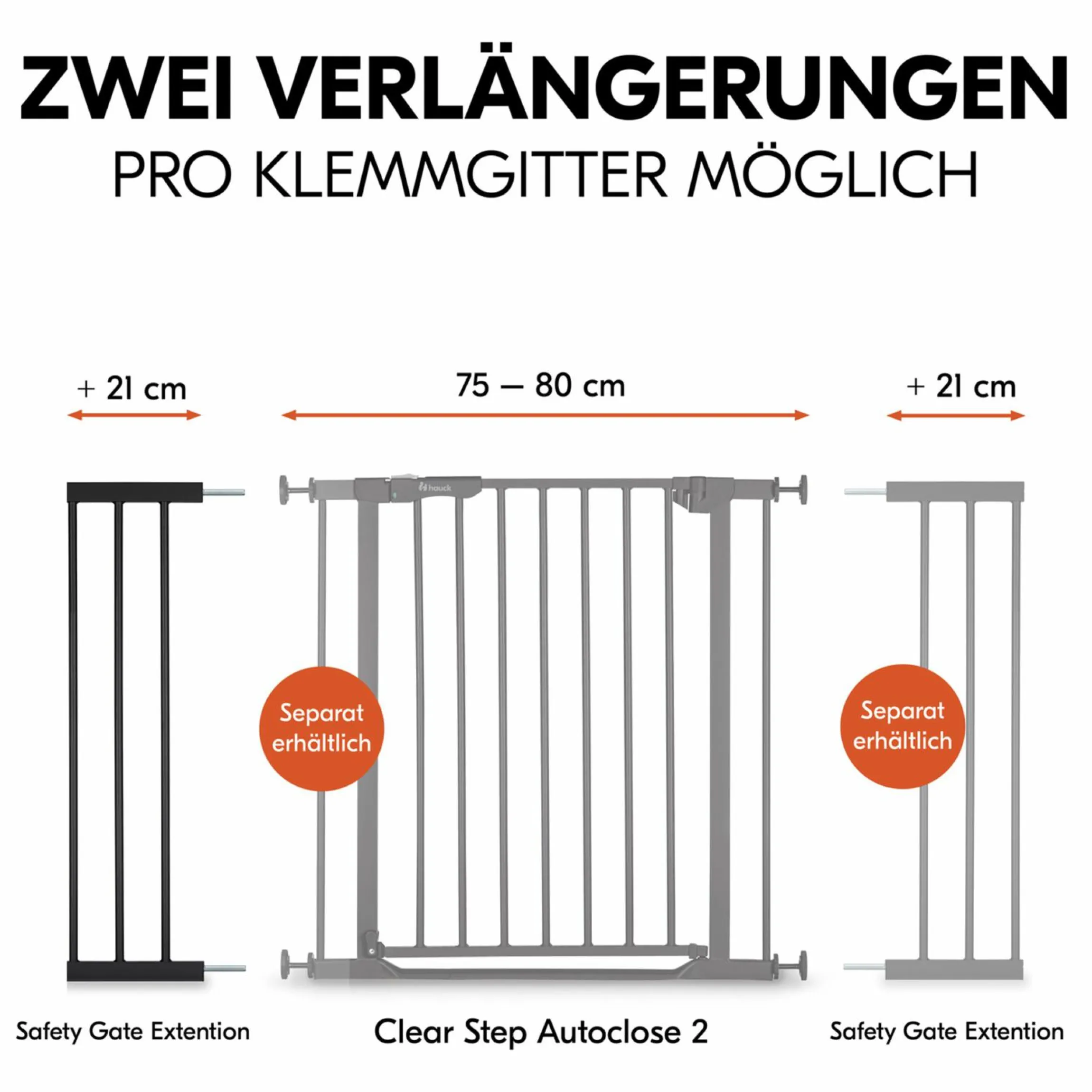 Türschutzgitter Verlängerung Safety Gate Extension 21 cm - passend für Hauck Schutzgitter - Black