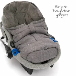 Universal Daunen-Fußsack für Babyschale & Babywanne - Melange Hellgrau