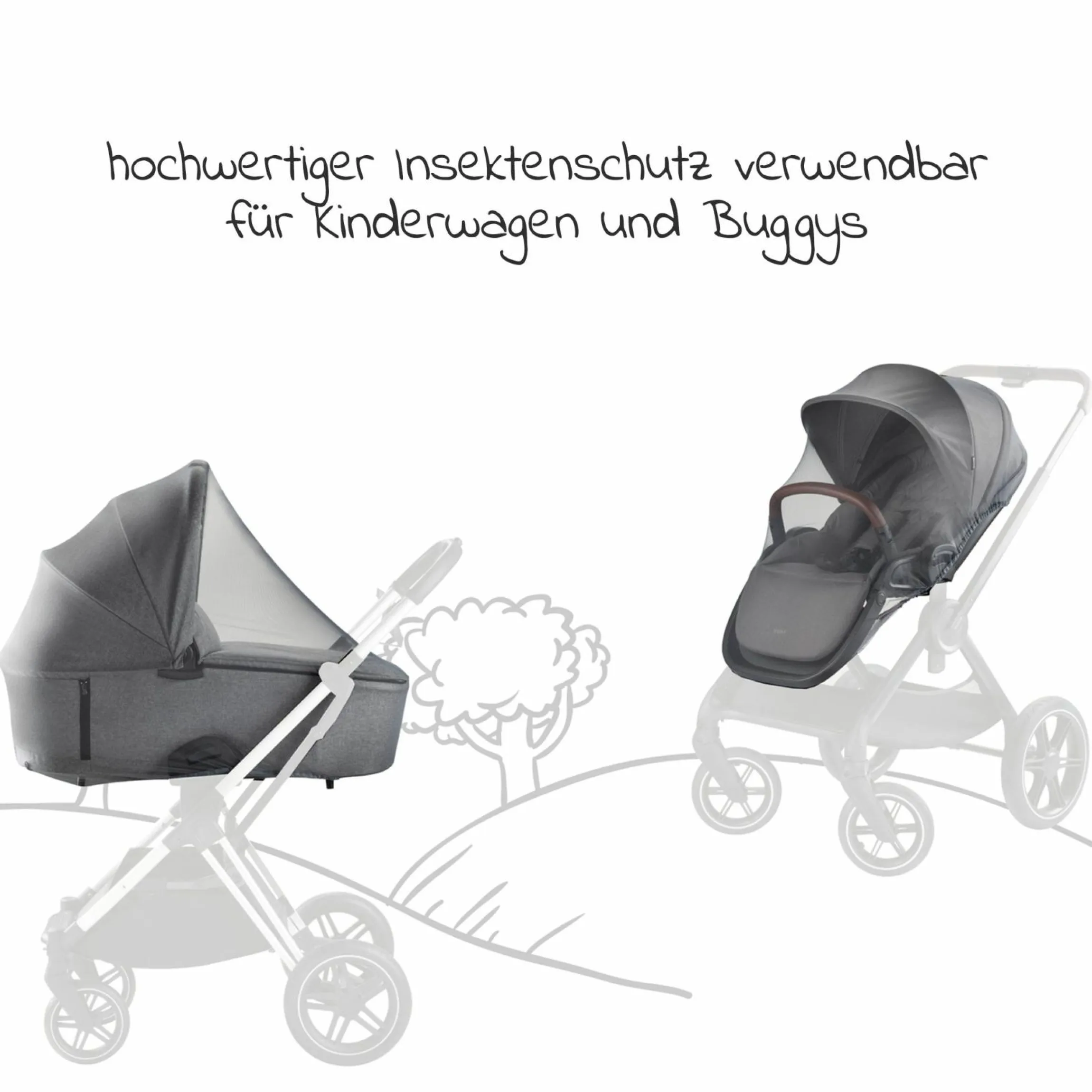 Universal Insektenschutz / Moskitonetz für Kinderwagen und Buggy - Grey