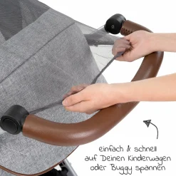 Universal Insektenschutz / Mückennetz für Kinderwagen, Buggy - Grau