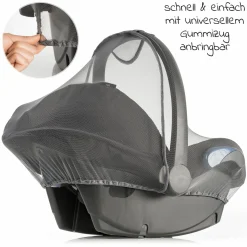 Universal Insektenschutz / Mückennetz für Babyschale - Grau