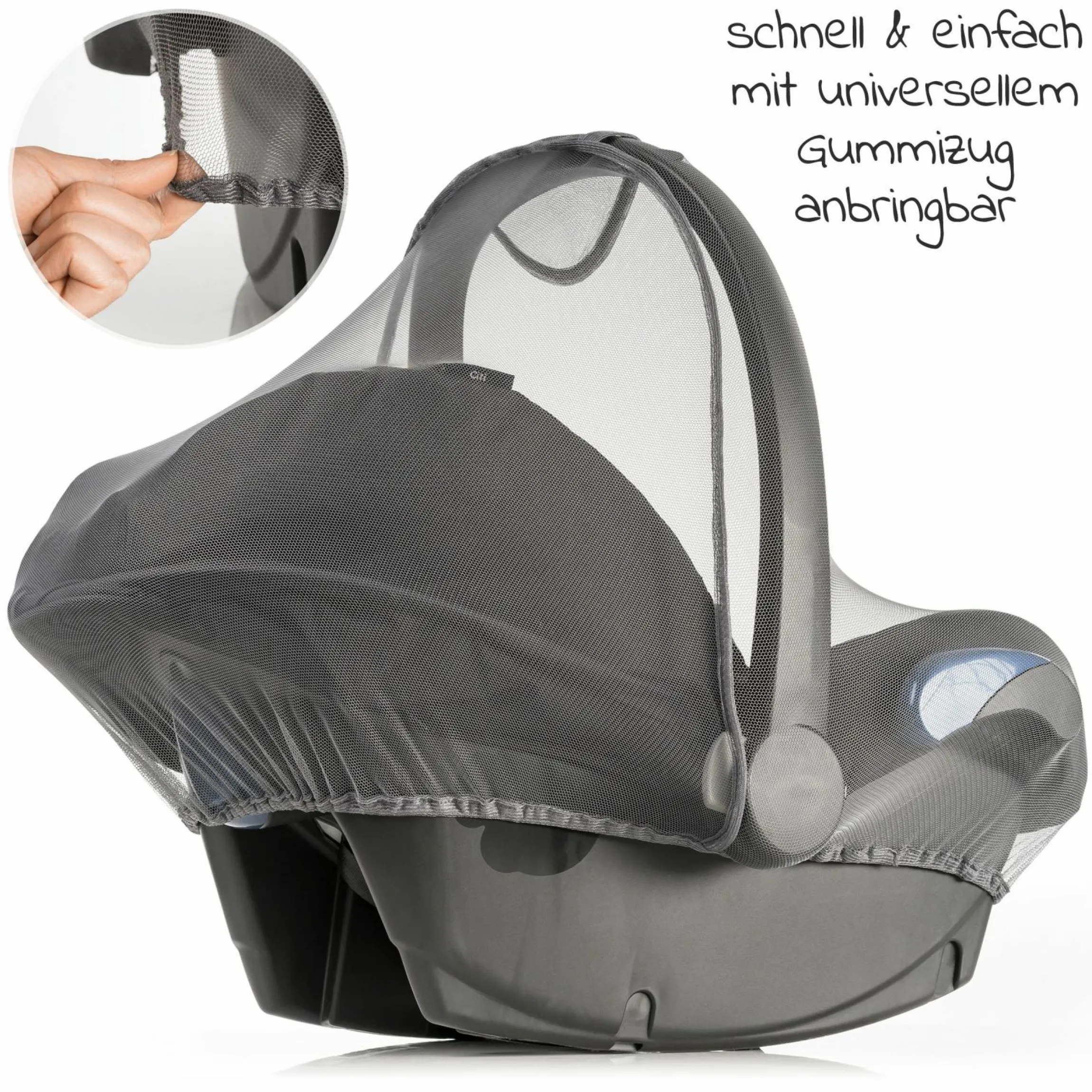 Universal Insektenschutz / Mückennetz für Babyschale - Grau