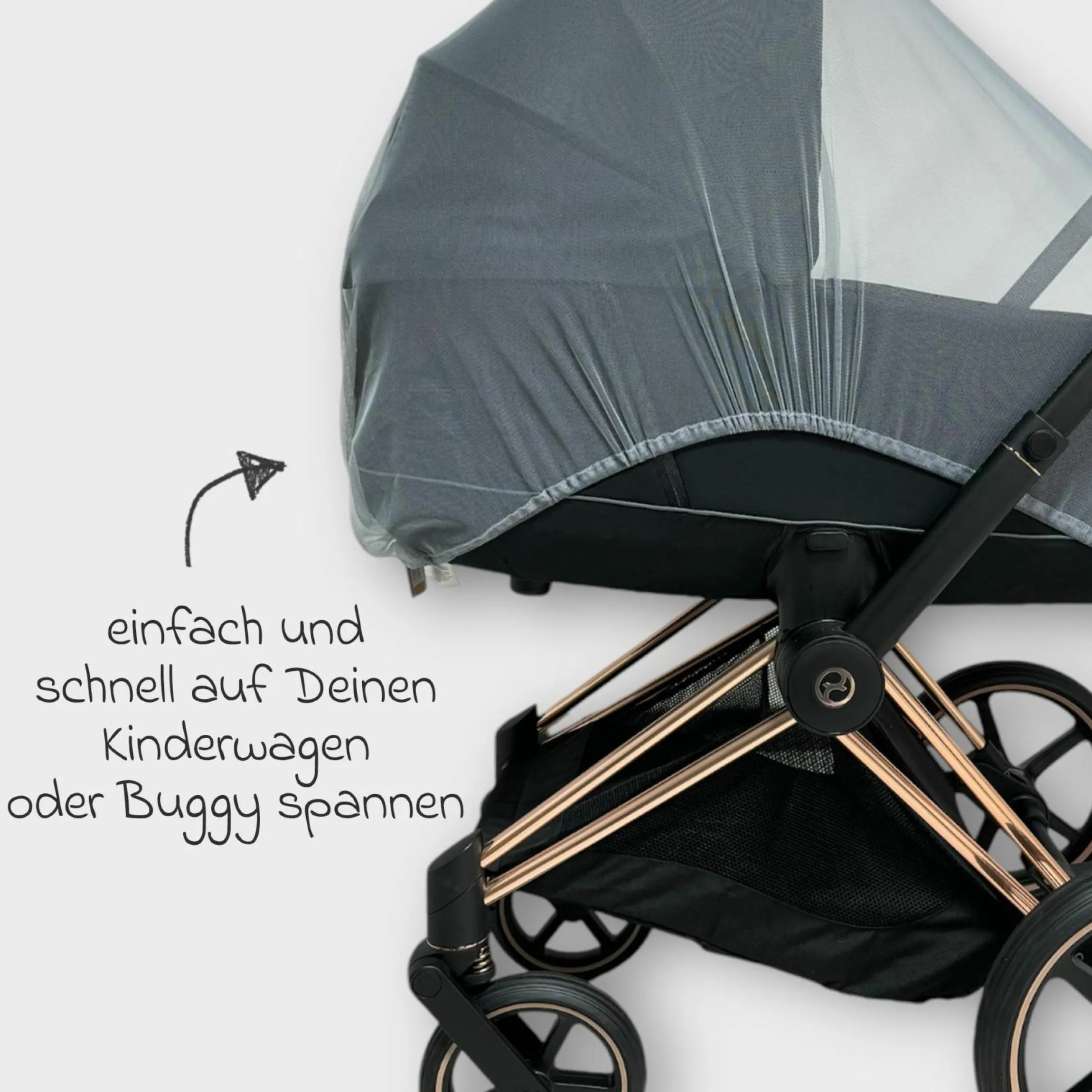 Universal Insektenschutz / Mückennetz für Kombi-Kinderwagen & Buggy - Dark Grey - Kollektion 2025